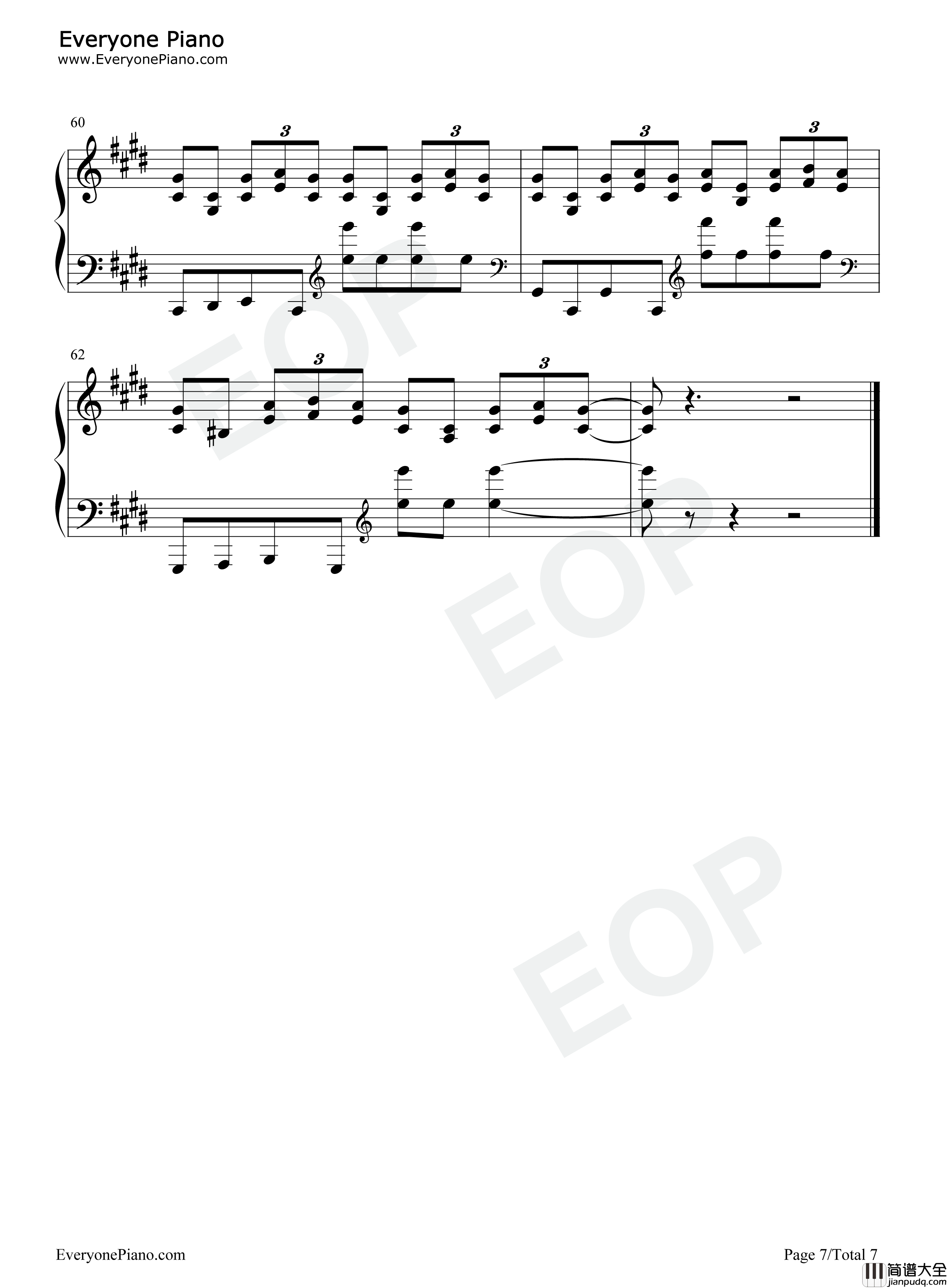 将军钢琴谱_周杰伦