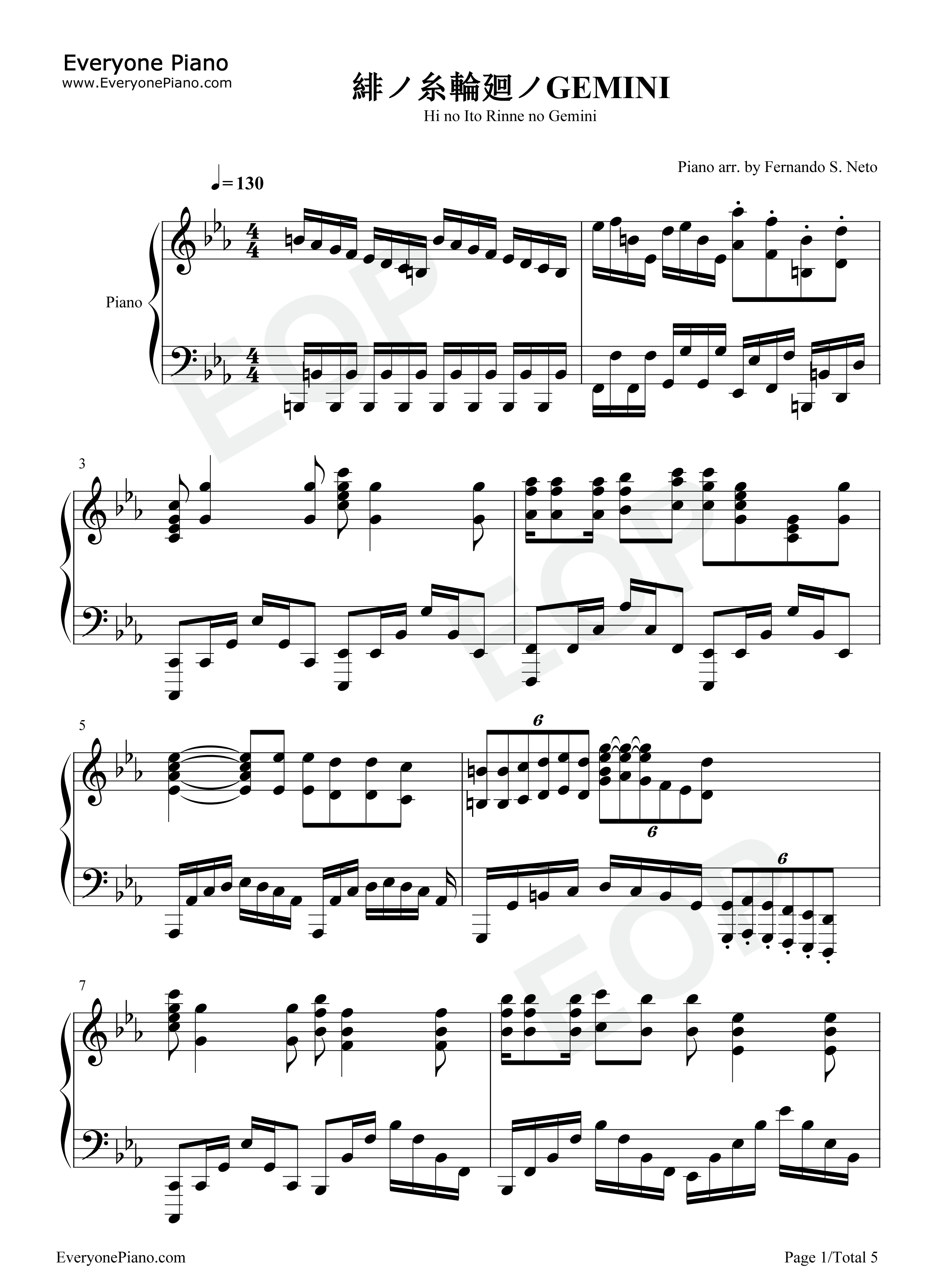 緋ノ糸輪廻ノGEMINI钢琴谱_Petit_Milady