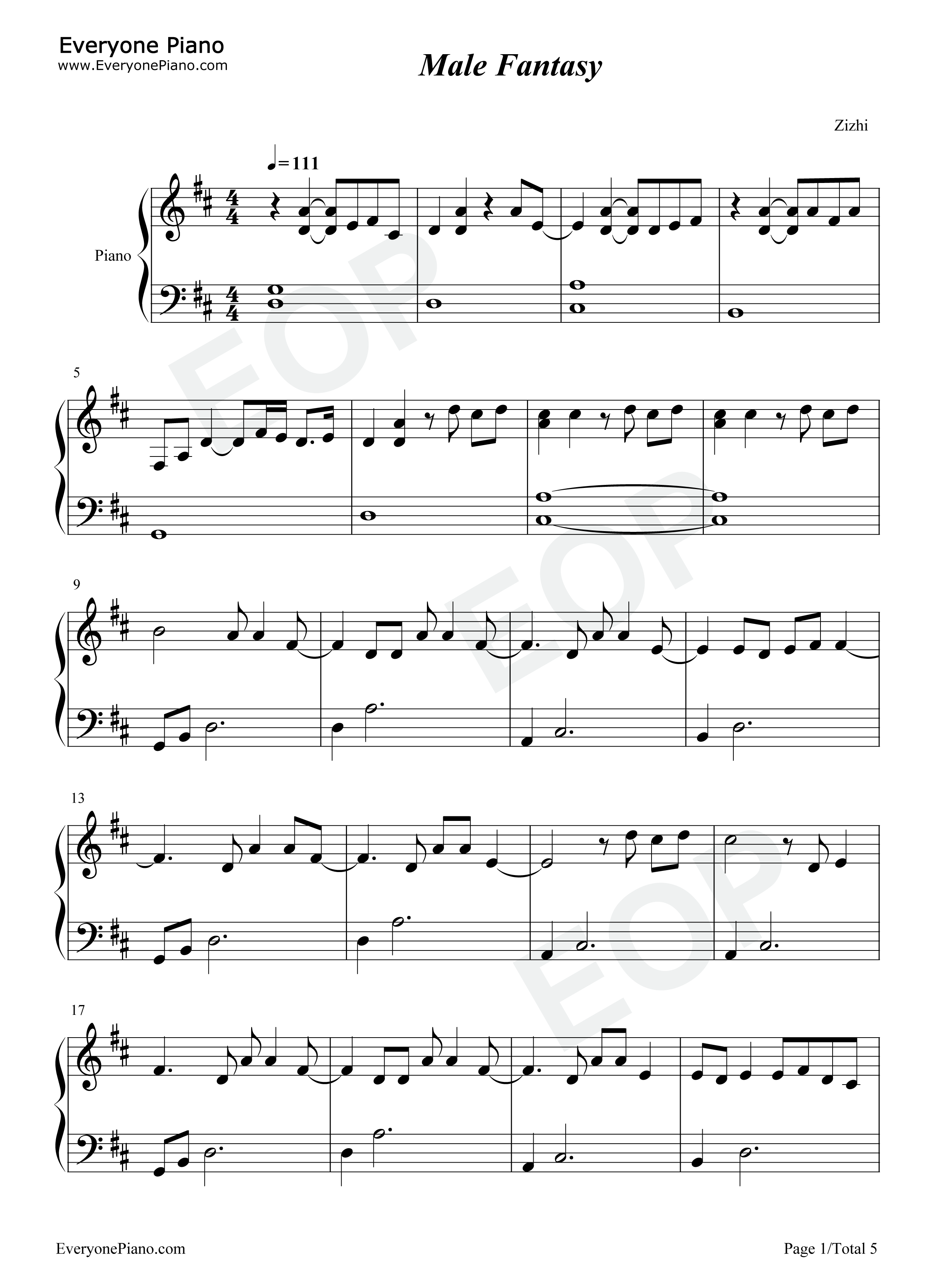 Male_Fantasy钢琴谱_Billie_Eilish