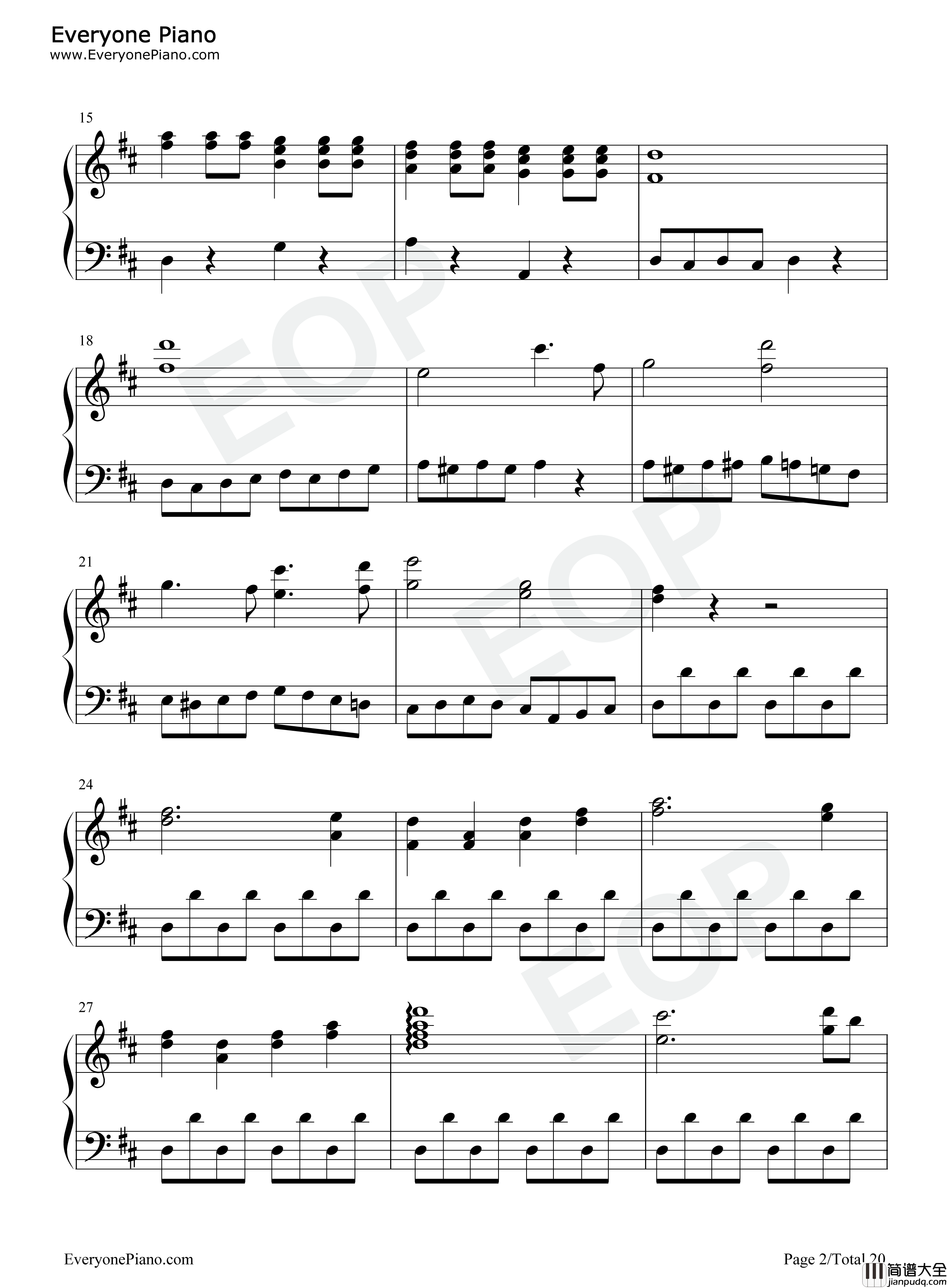 费加罗的婚礼序曲钢琴谱_莫扎特