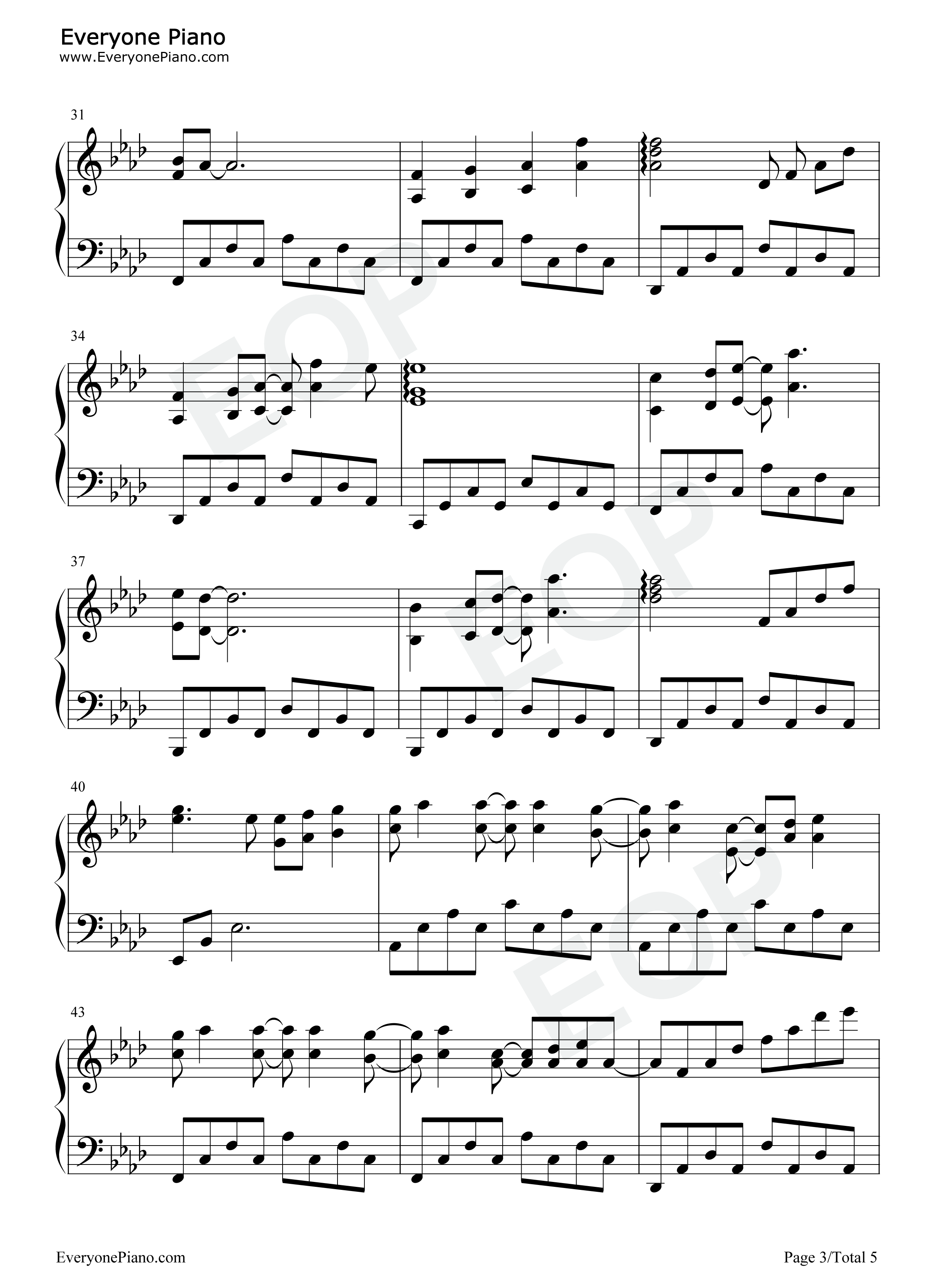 爱的飞行日记钢琴谱_周杰伦