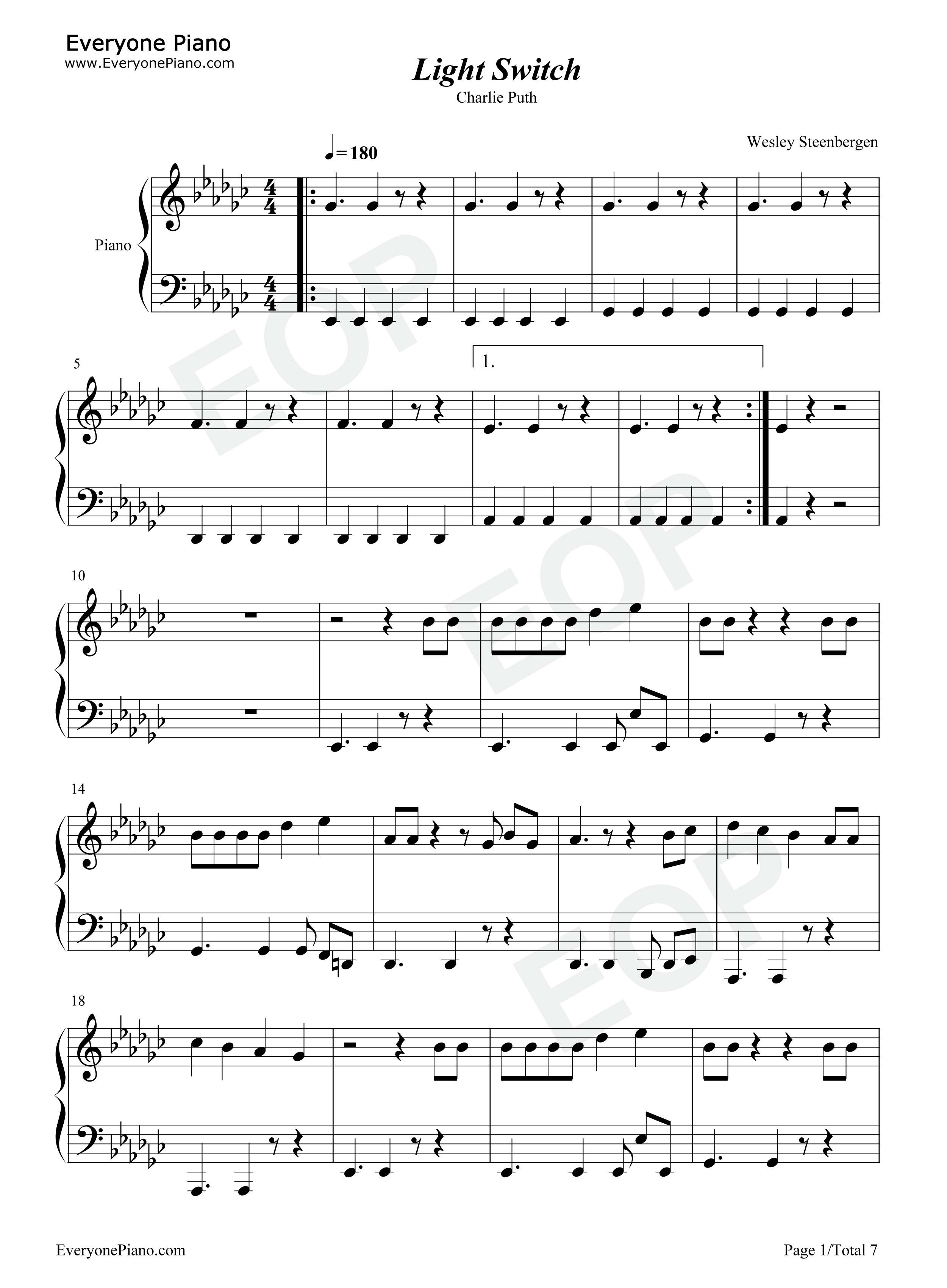 Light_Switch钢琴谱_Charlie_Puth