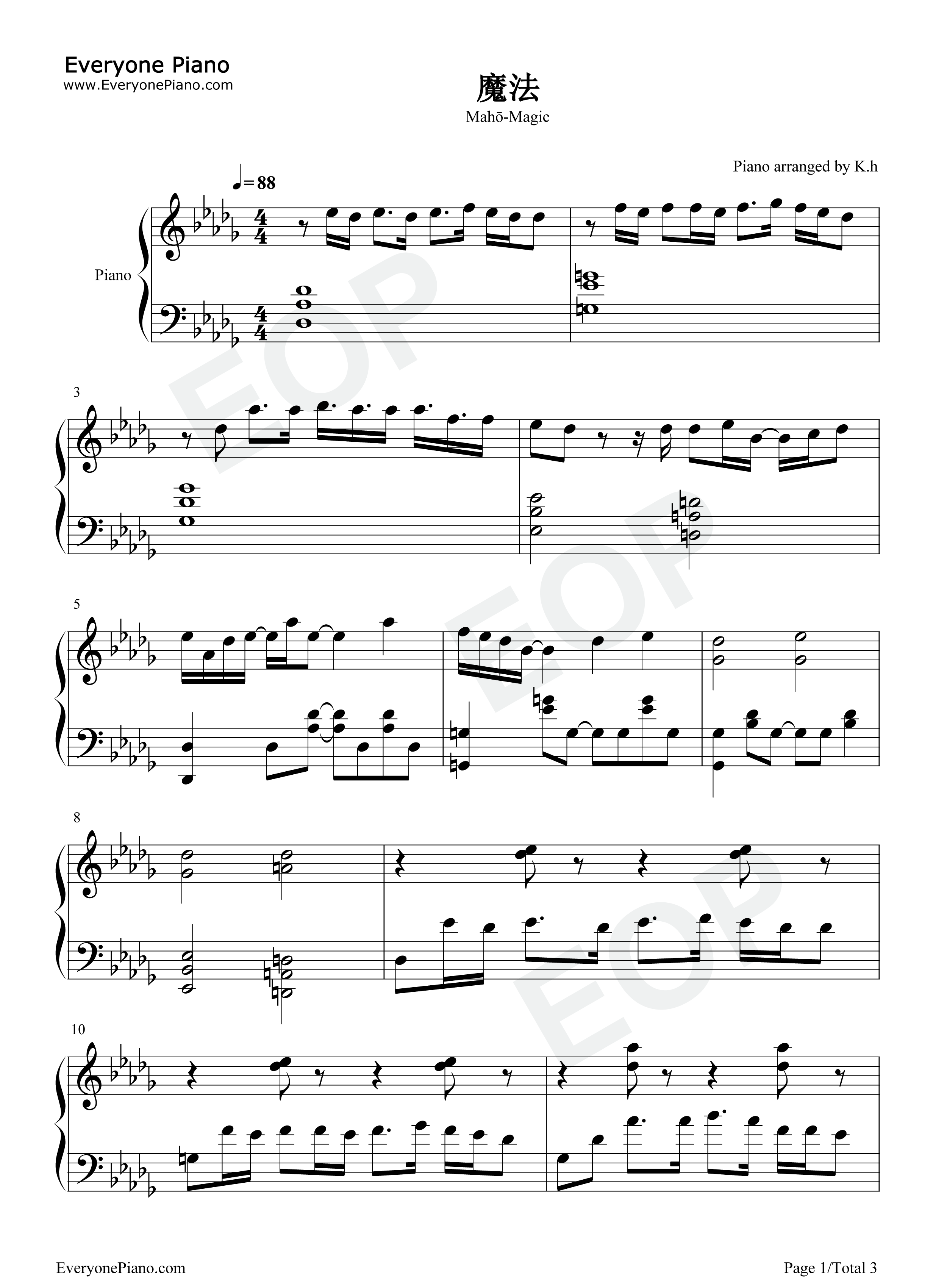 魔法钢琴谱_Myuk