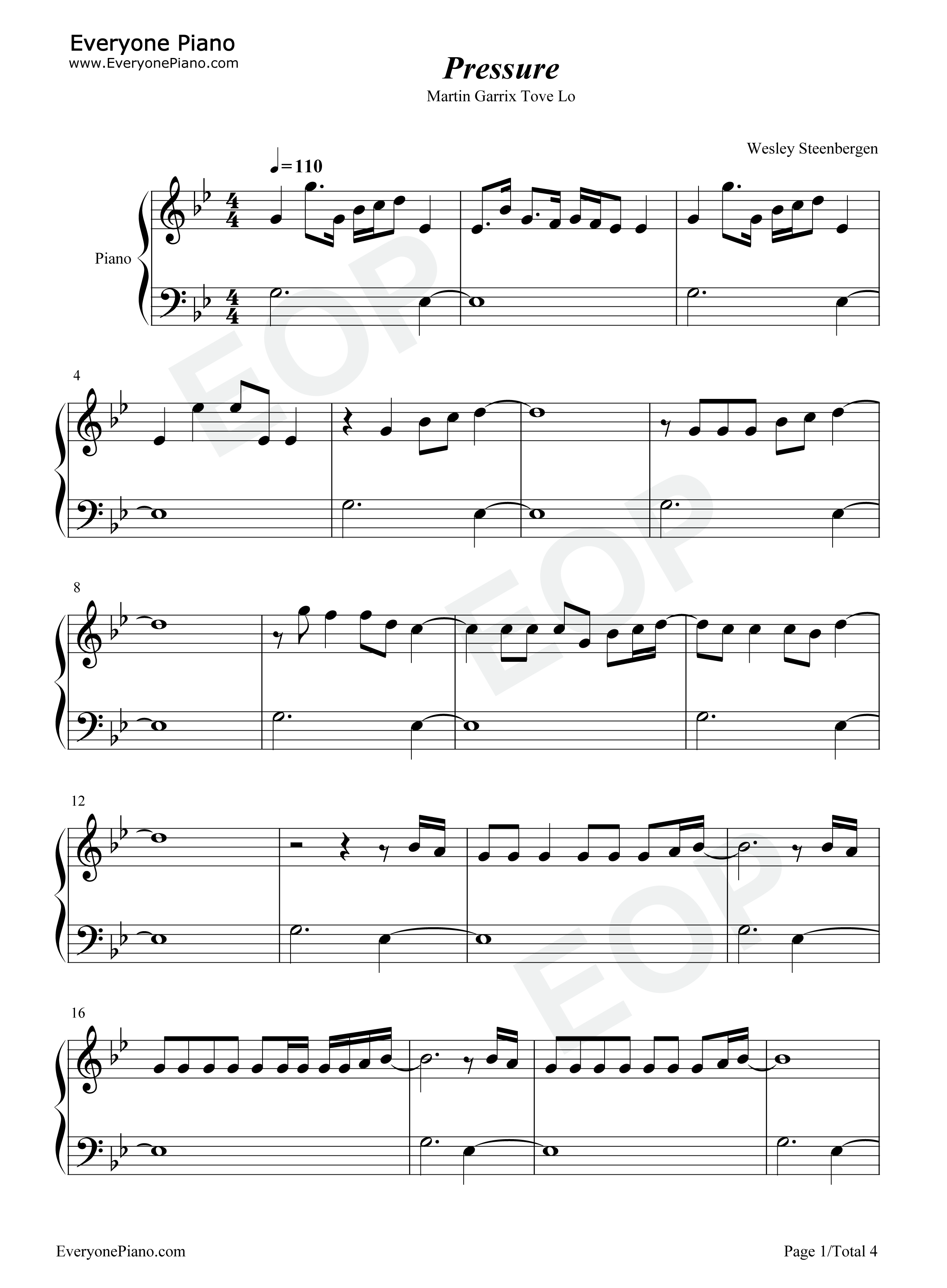 Pressure钢琴谱_Martin_Garrix_Tove_Lo