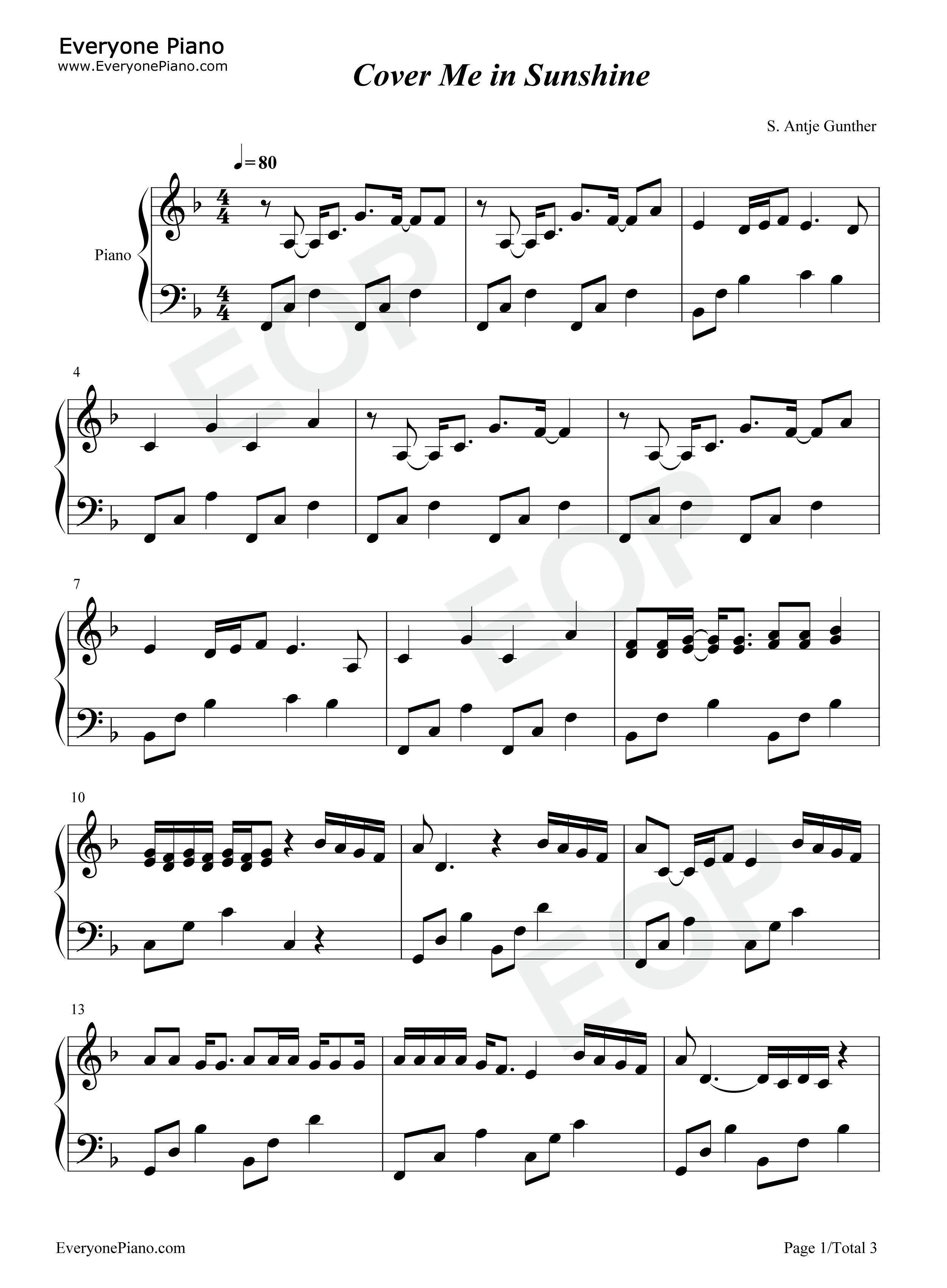 Cover_Me_in_Sunshine钢琴谱_Pink_Willow_Sage_Hart