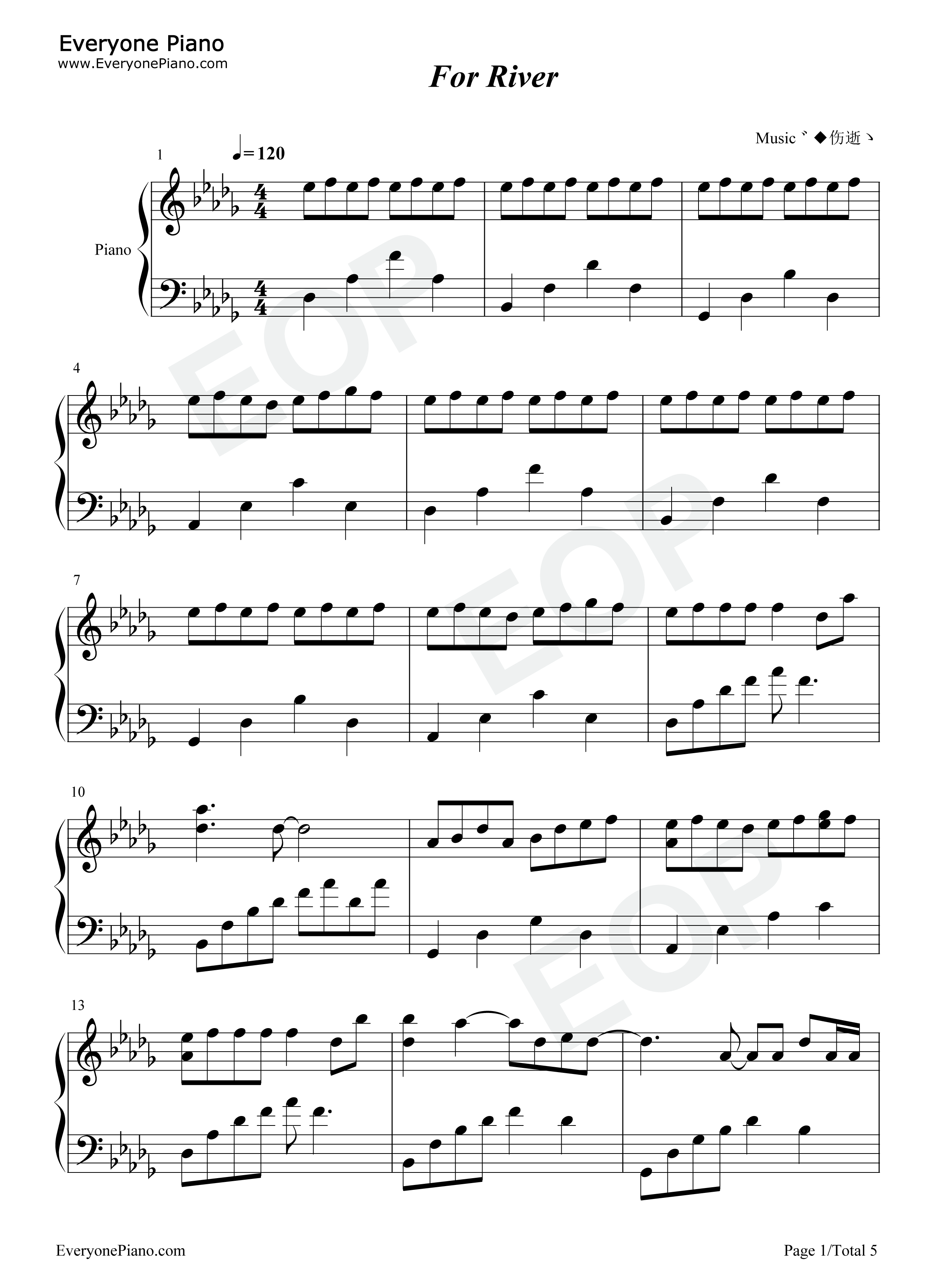 For_River钢琴谱_Kan_Gao