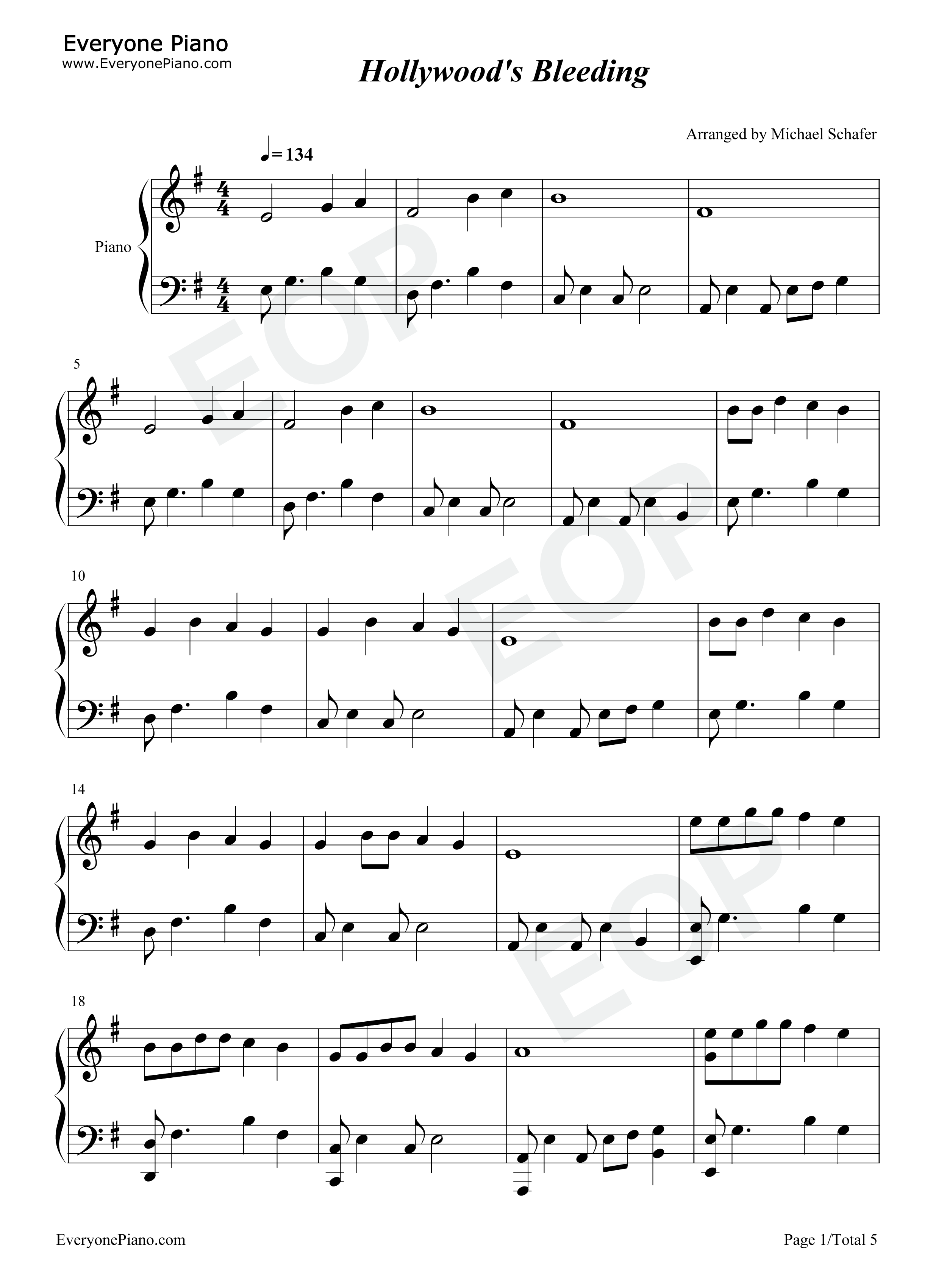 Hollywoods_Bleeding钢琴谱_Post_Malone