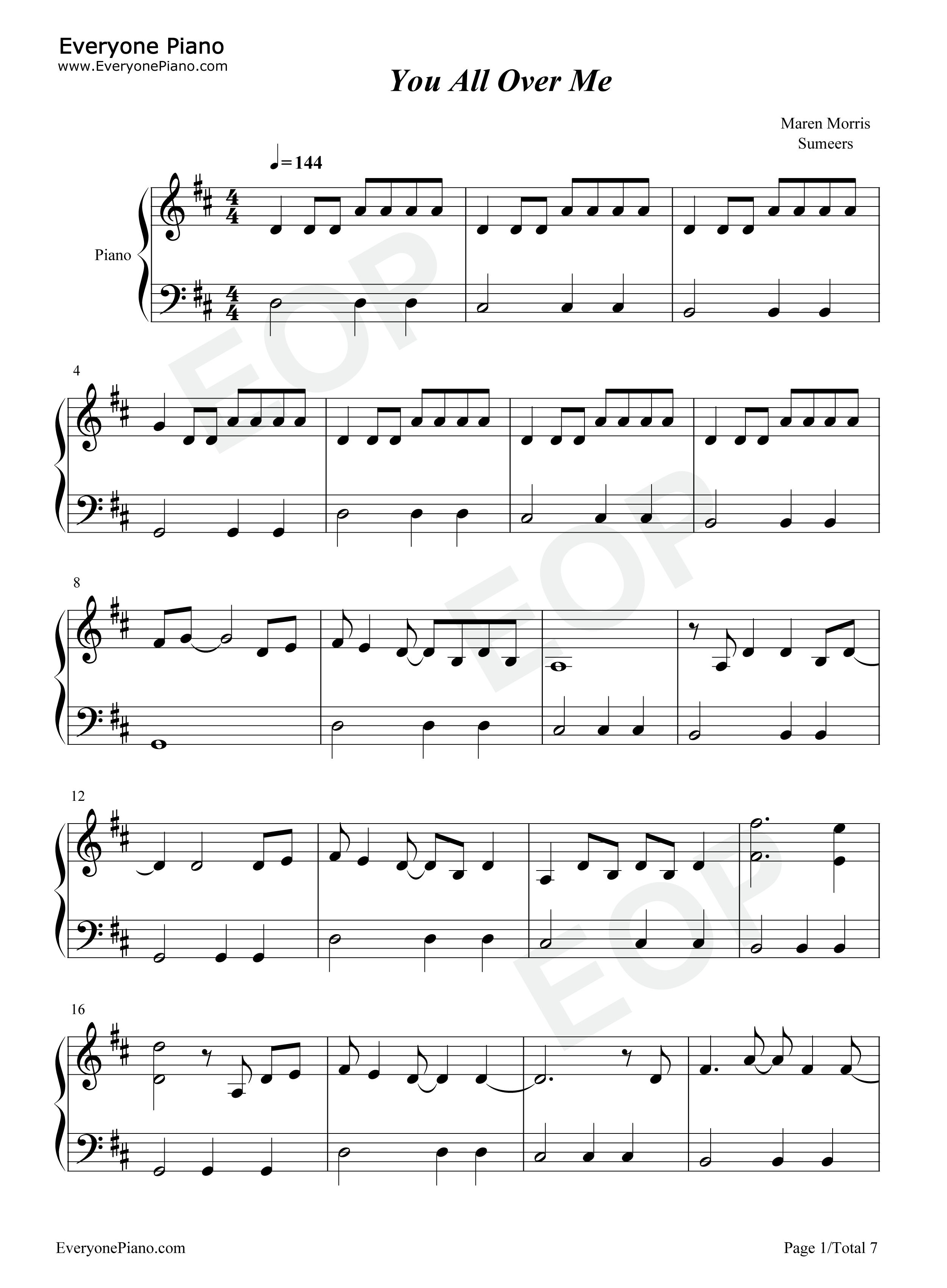 You_All_Over_Me钢琴谱_Taylor_Swift_Maren_Morris