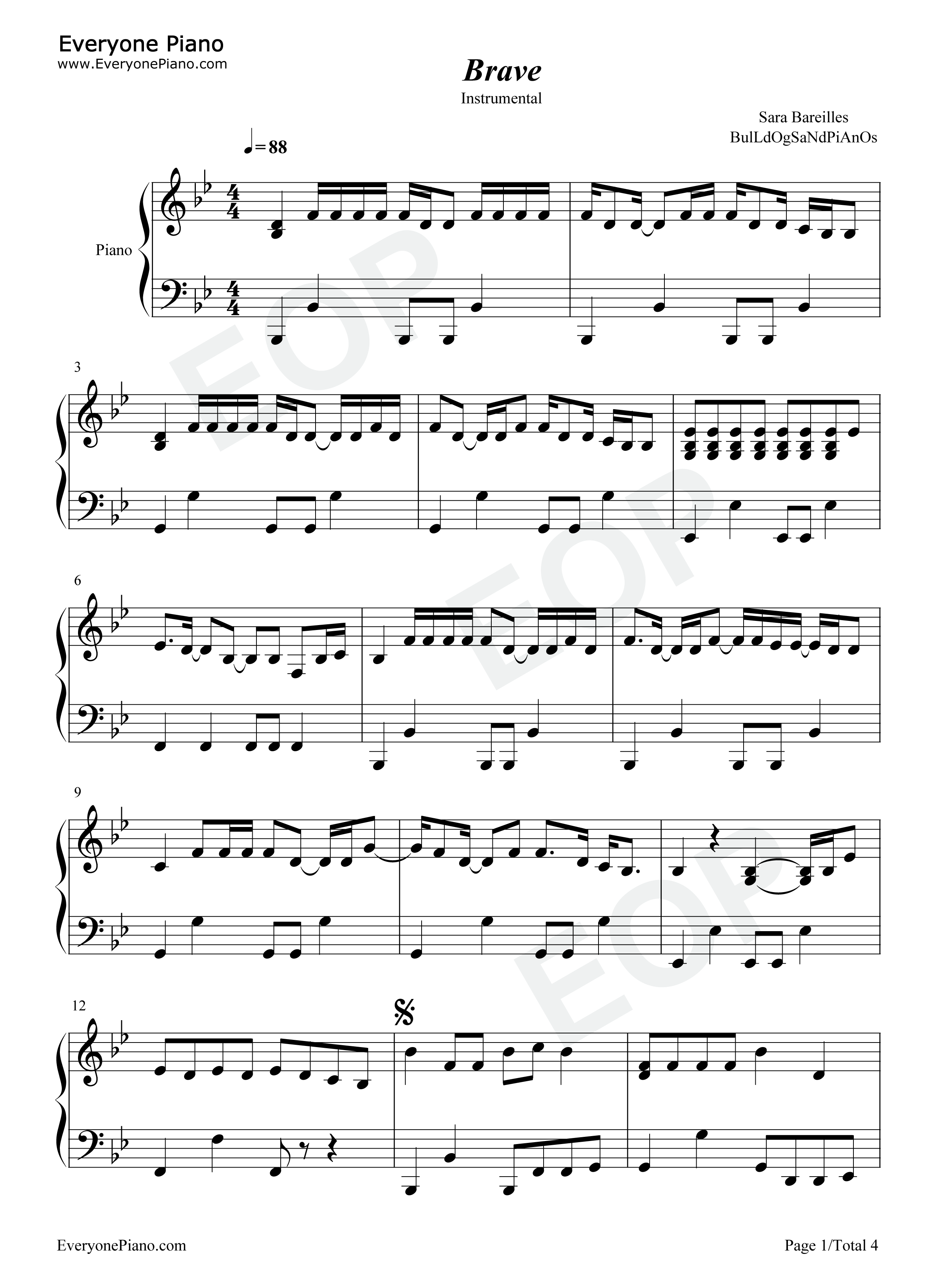 Brave钢琴谱_Sara_Bareilles