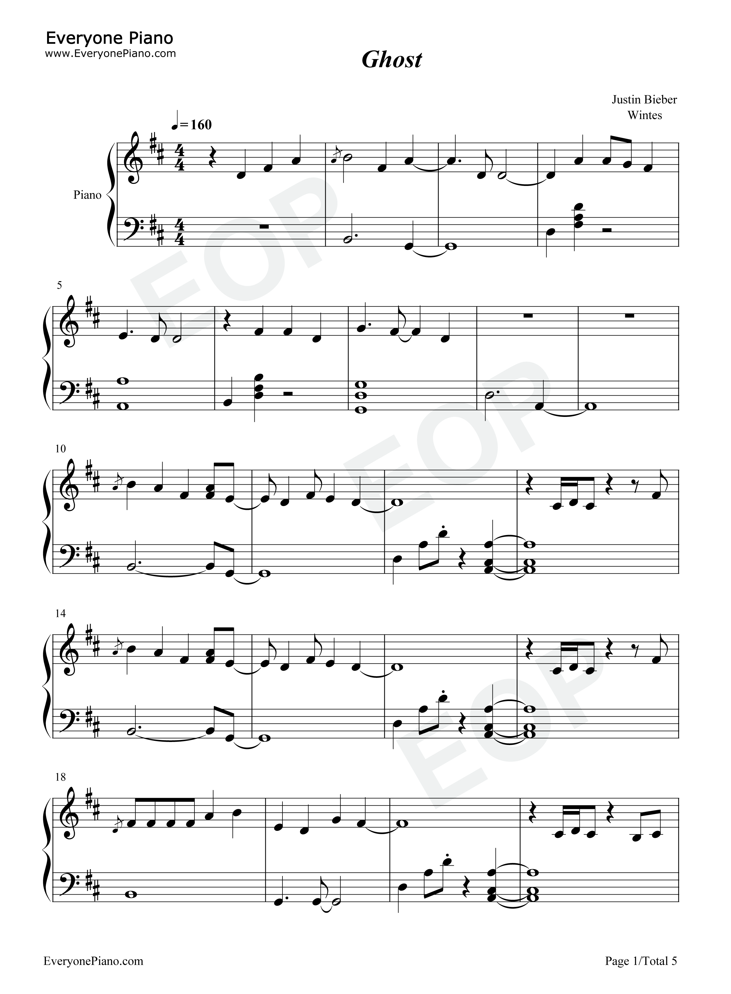 Ghost钢琴谱_Justin_Bieber