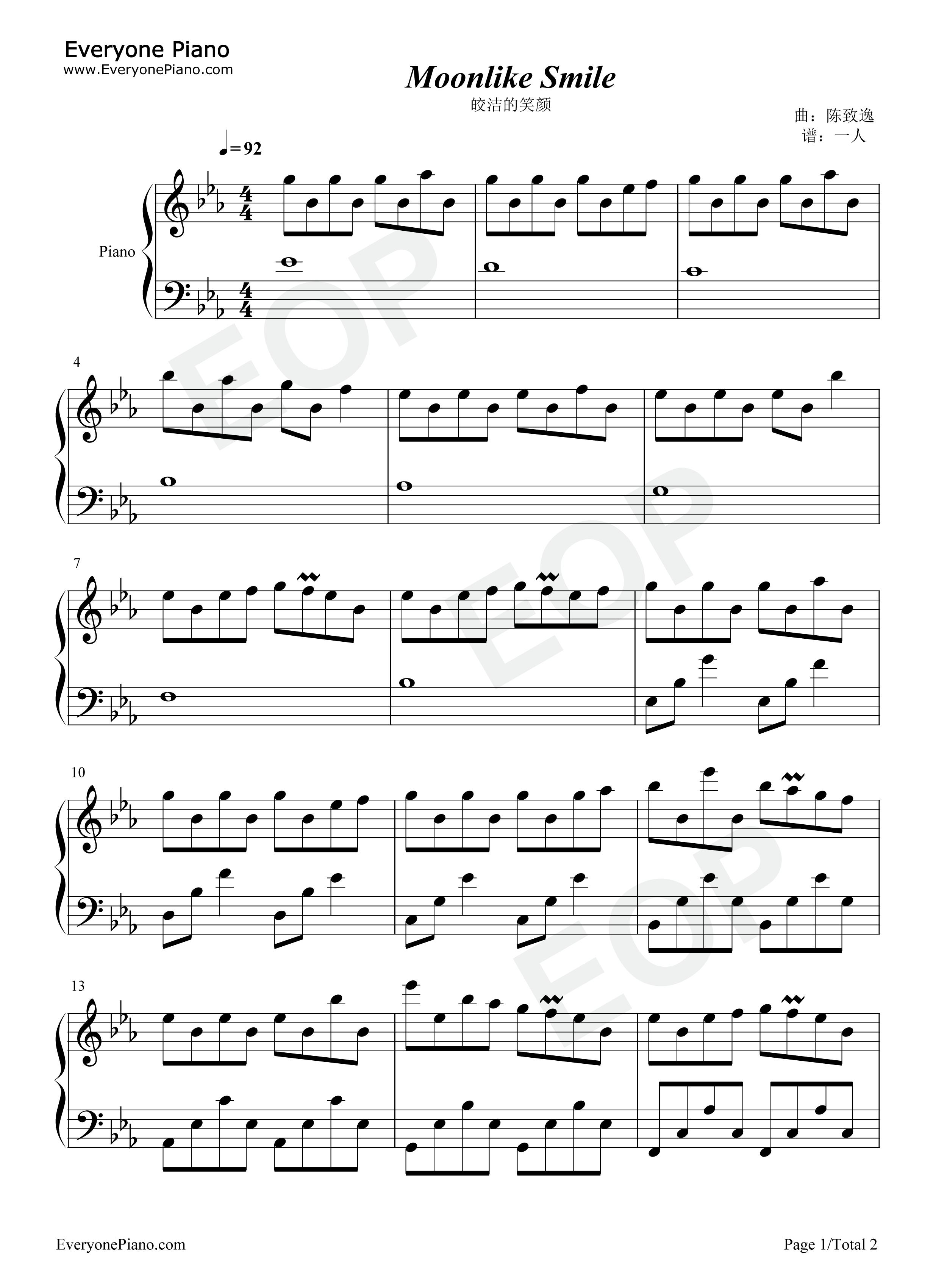 Moonlike_Smile钢琴谱_陈致逸