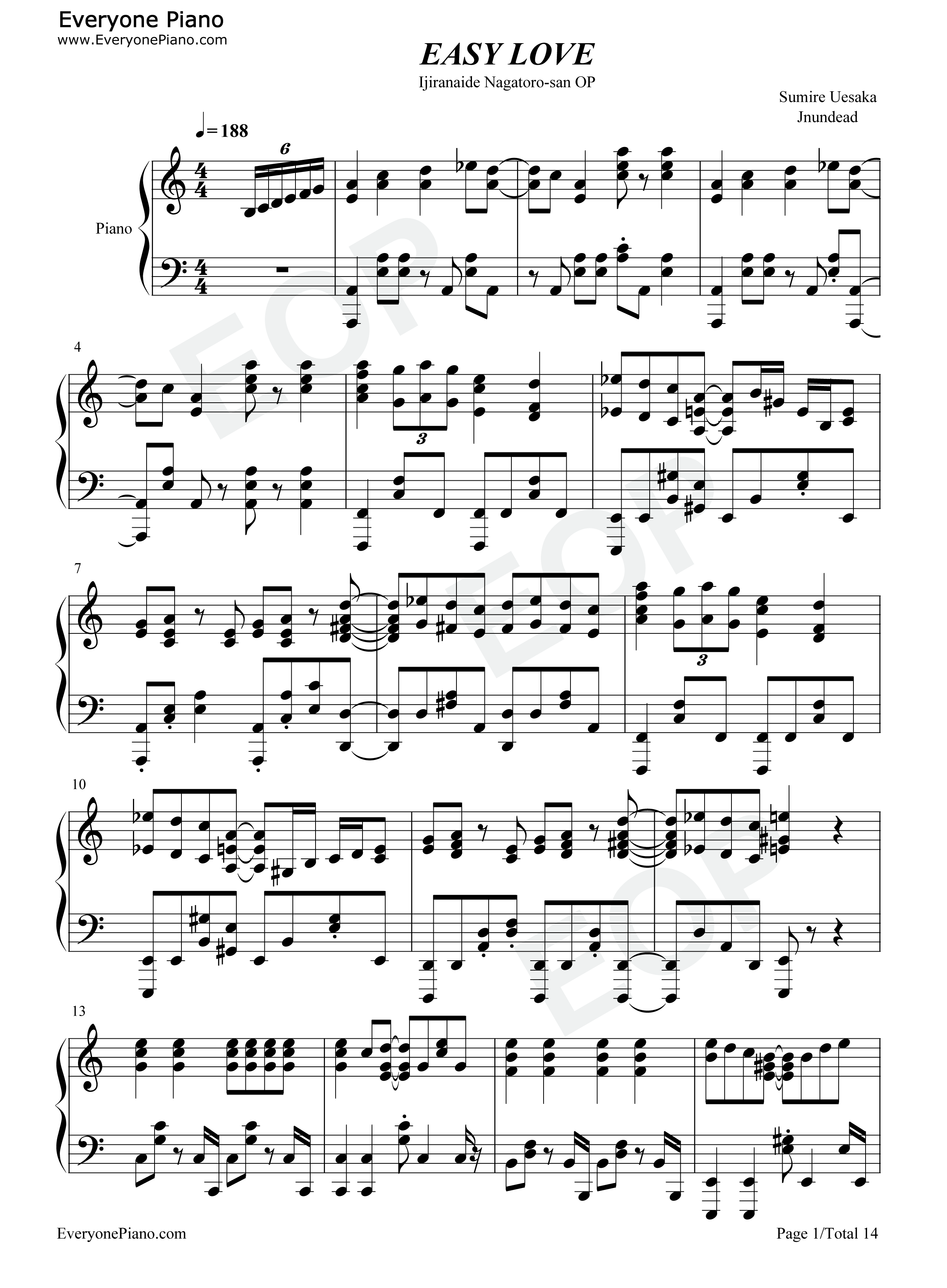 Easy_Love钢琴谱_上坂堇