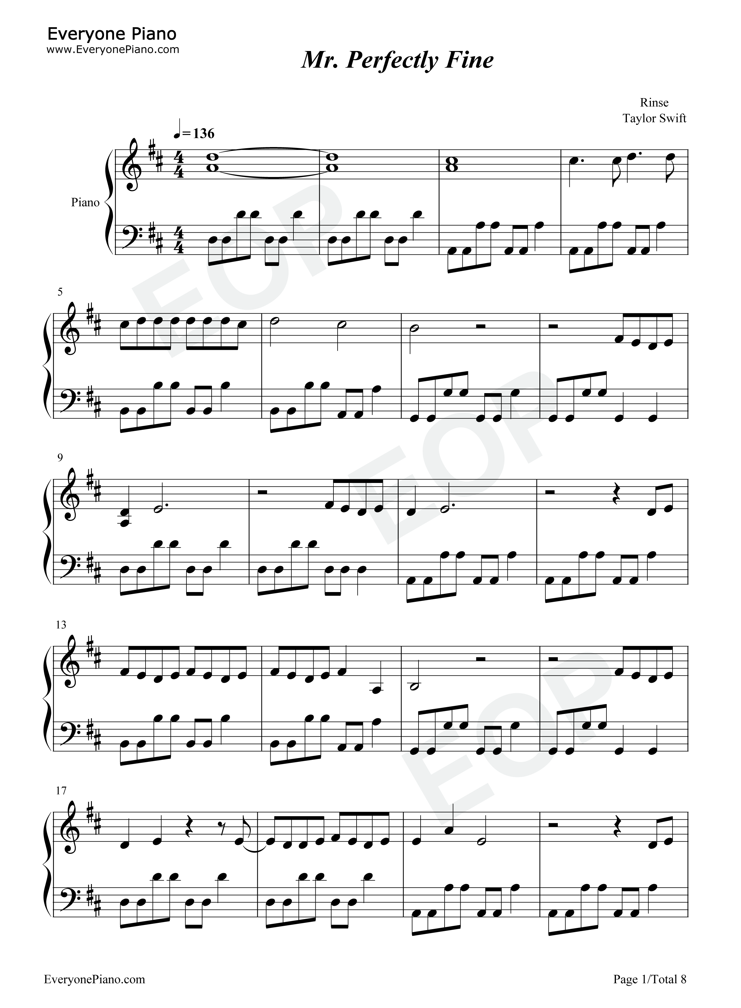 Mr_Perfectly_Fine钢琴谱_Taylor_Swift
