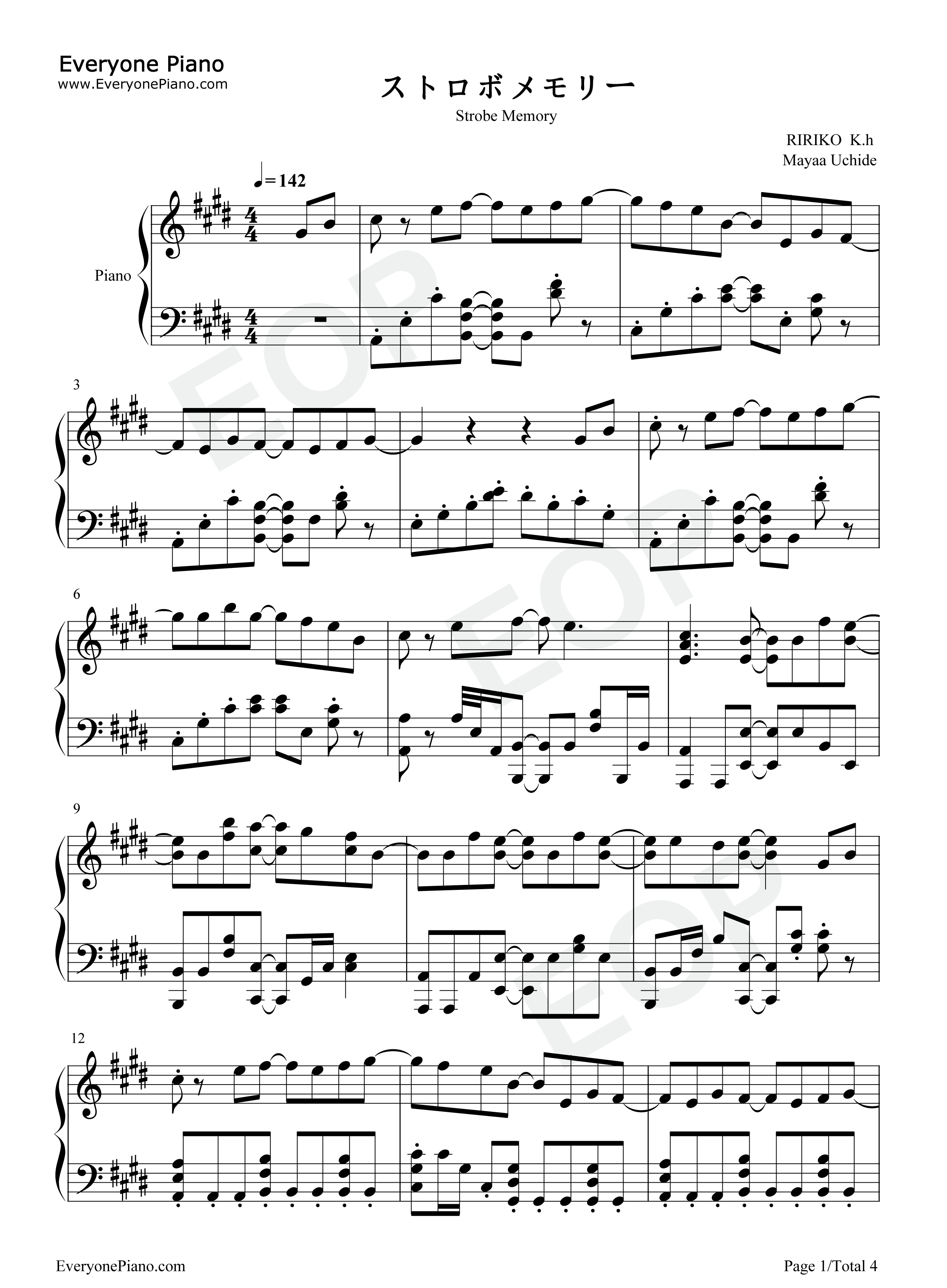 ストロボメモリー钢琴谱_内田真礼