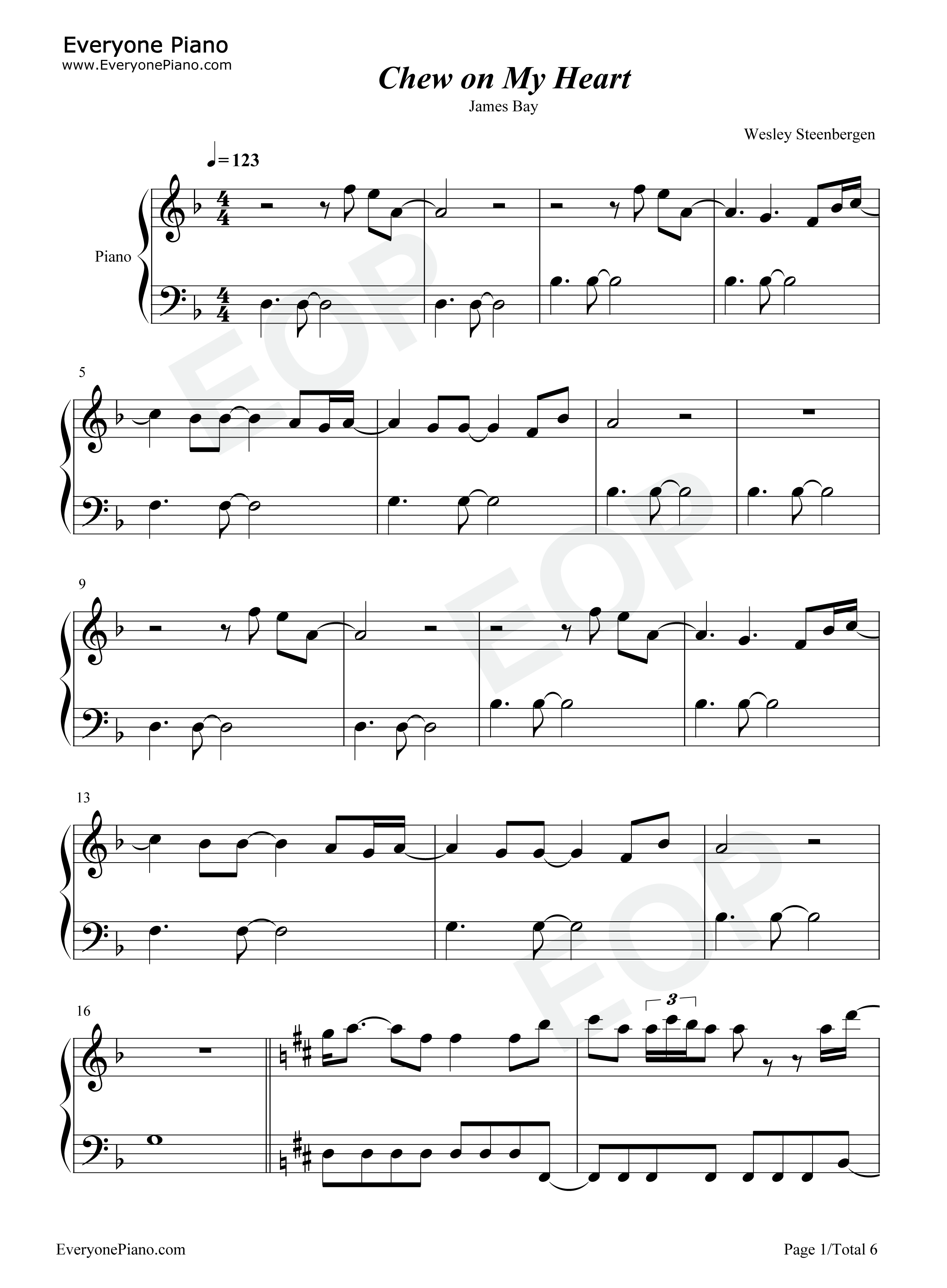 Chew_On_My_Heart钢琴谱_James_Bay