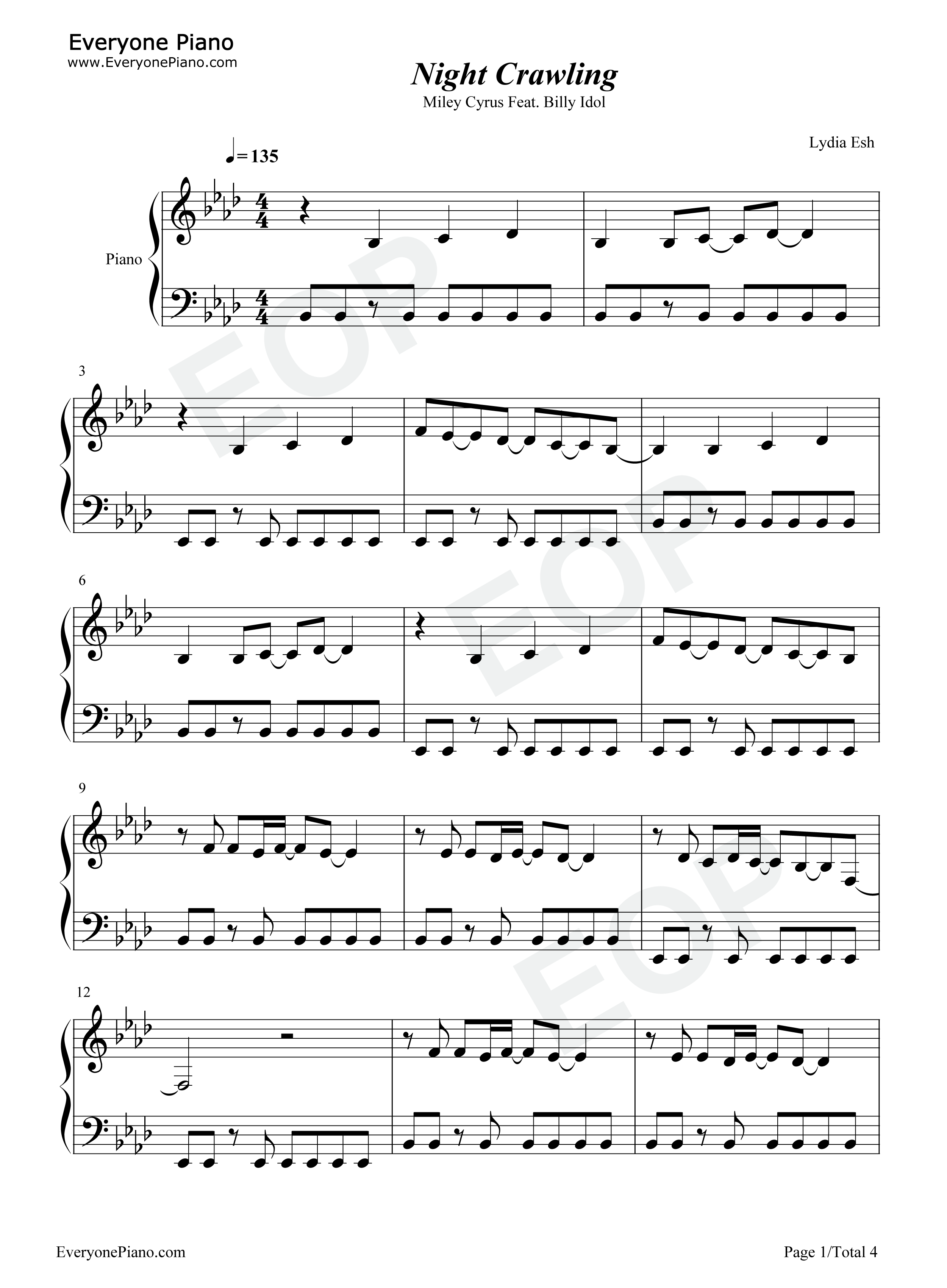 Night_Crawling钢琴谱_Miley_Cyrus_Billy_Idol