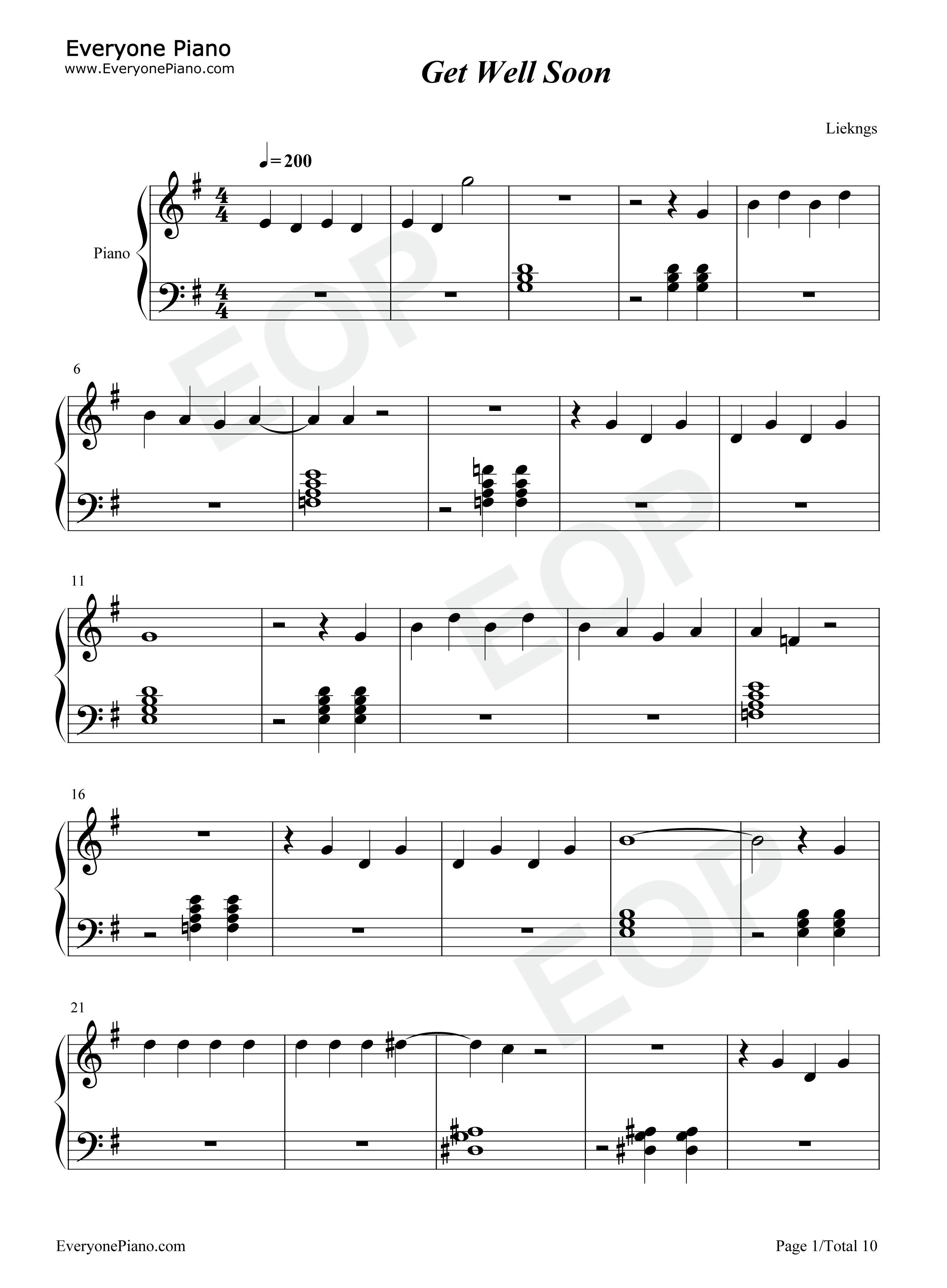 Get_Well_Soon钢琴谱_Ariana_Grande