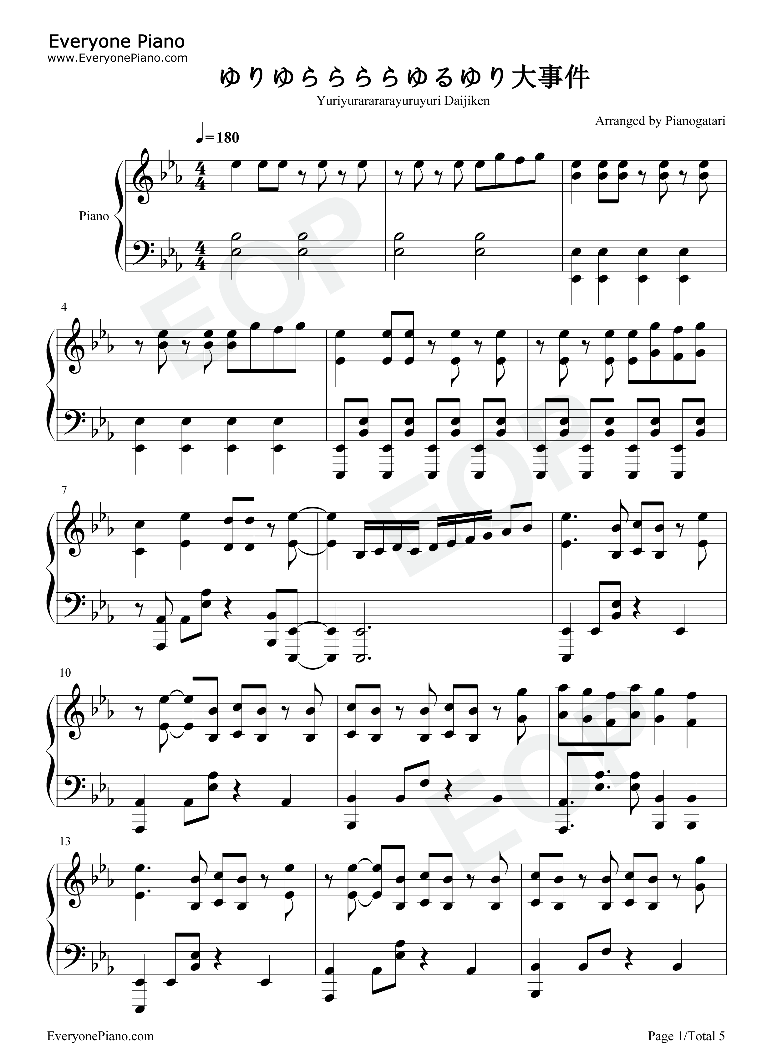 ゆりゆららららゆるゆり大事件钢琴谱_七森中☆ごらく部