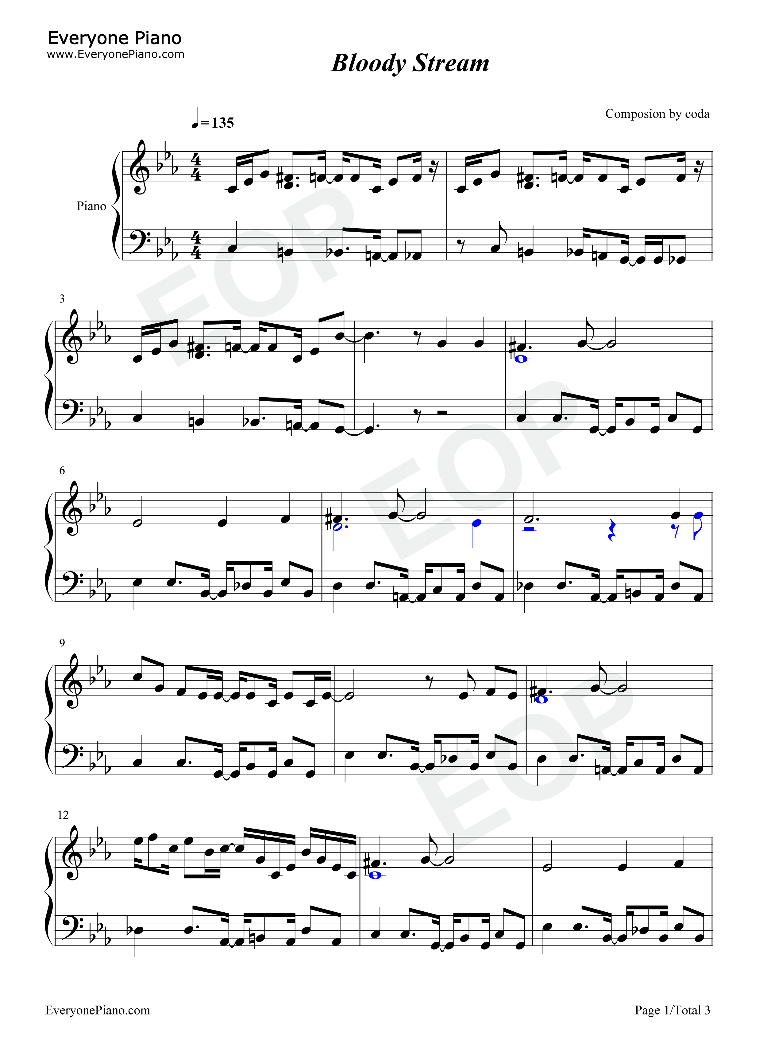 Bloody_Stream钢琴谱_Coda_小田和奏