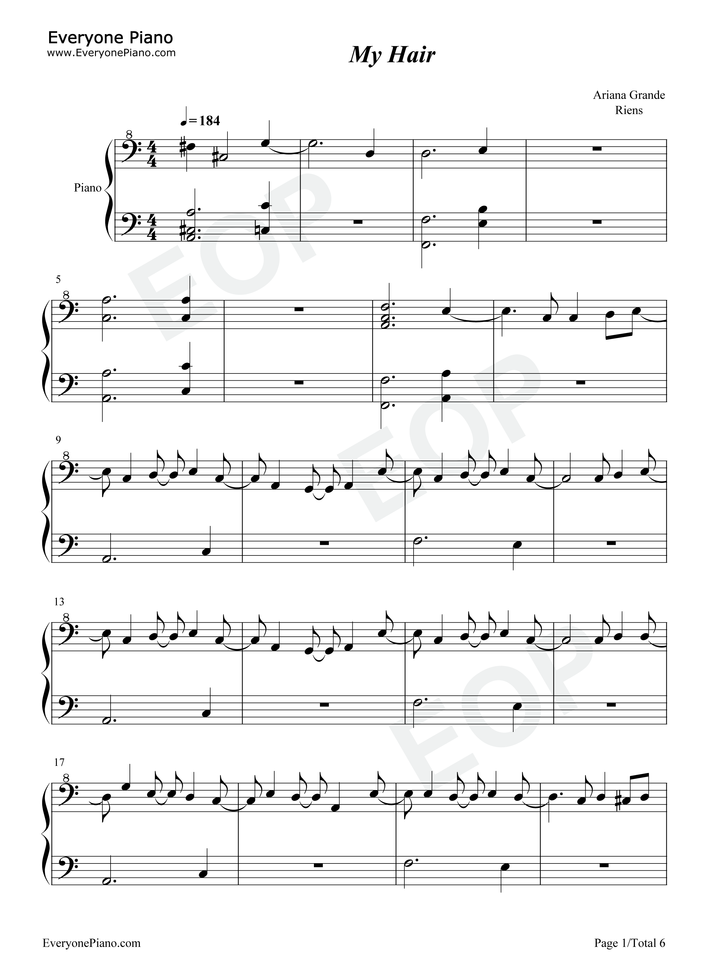 My_Hair钢琴谱_Ariana_Grande