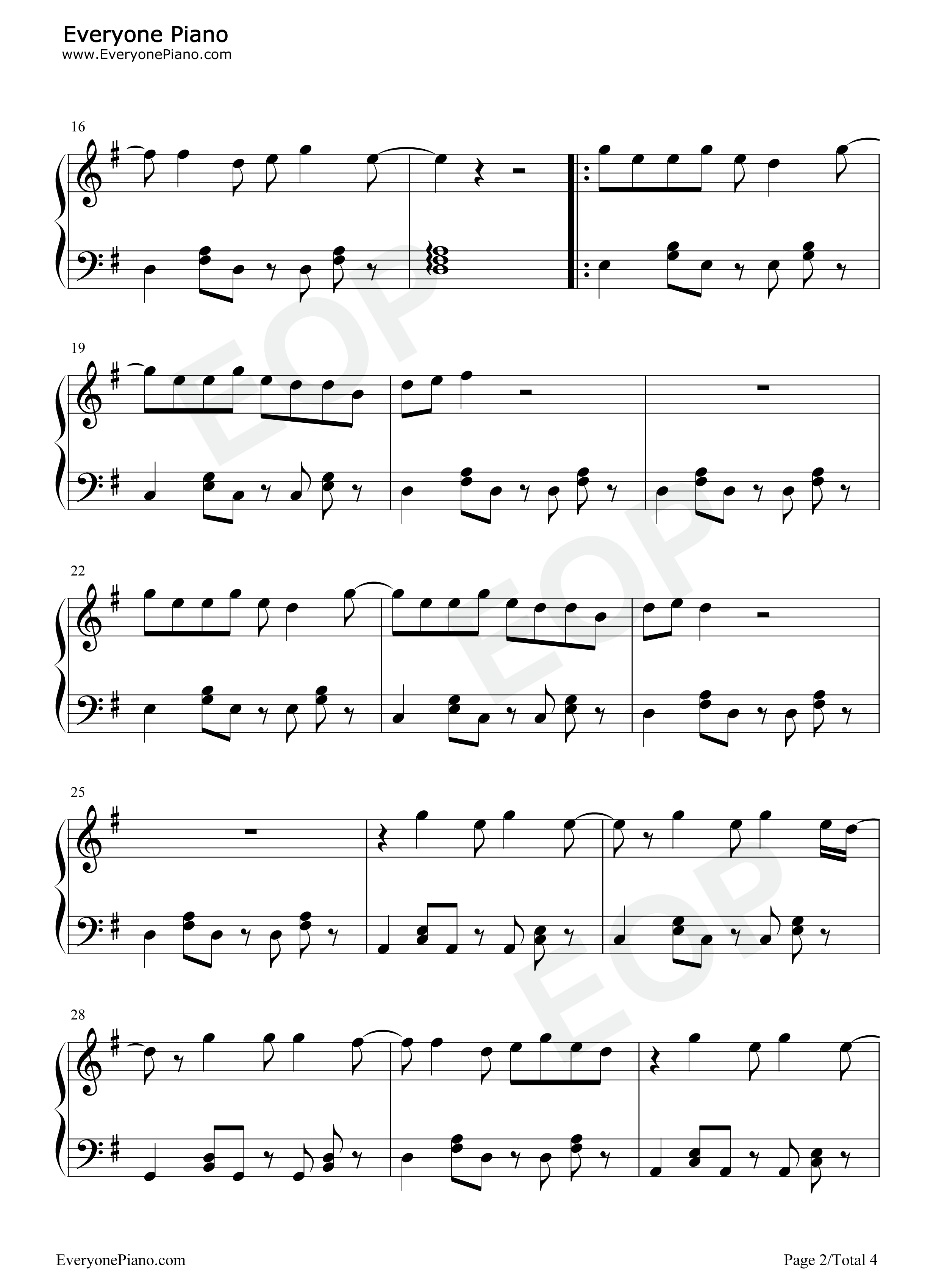 相爱后动物感伤钢琴谱_张惠妹