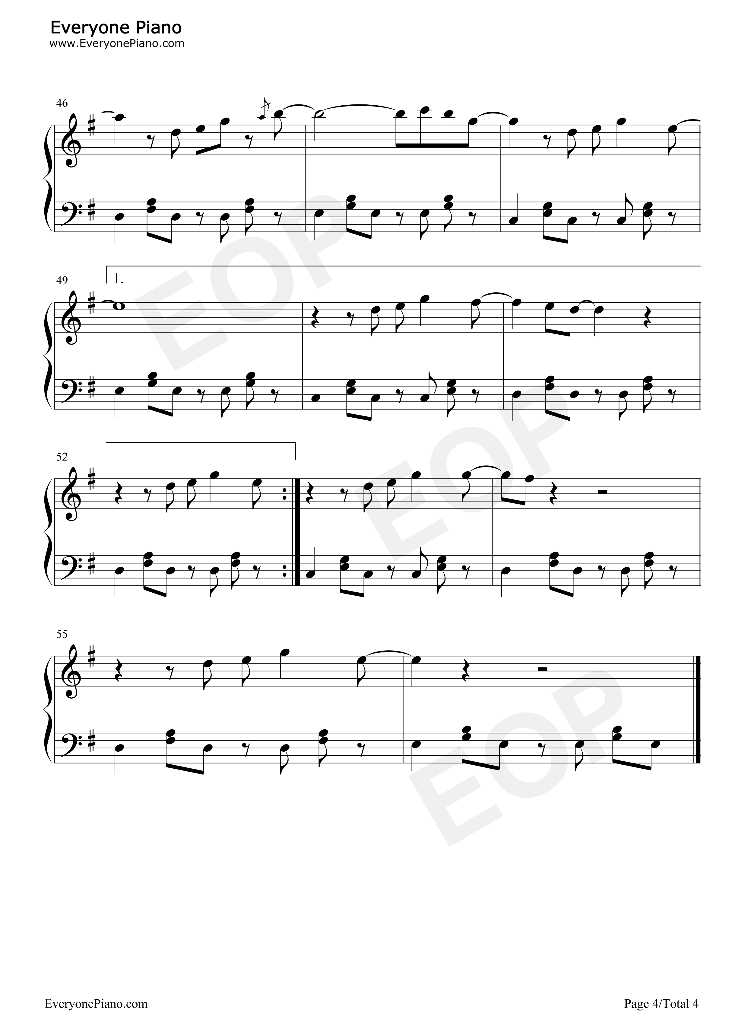 相爱后动物感伤钢琴谱_张惠妹