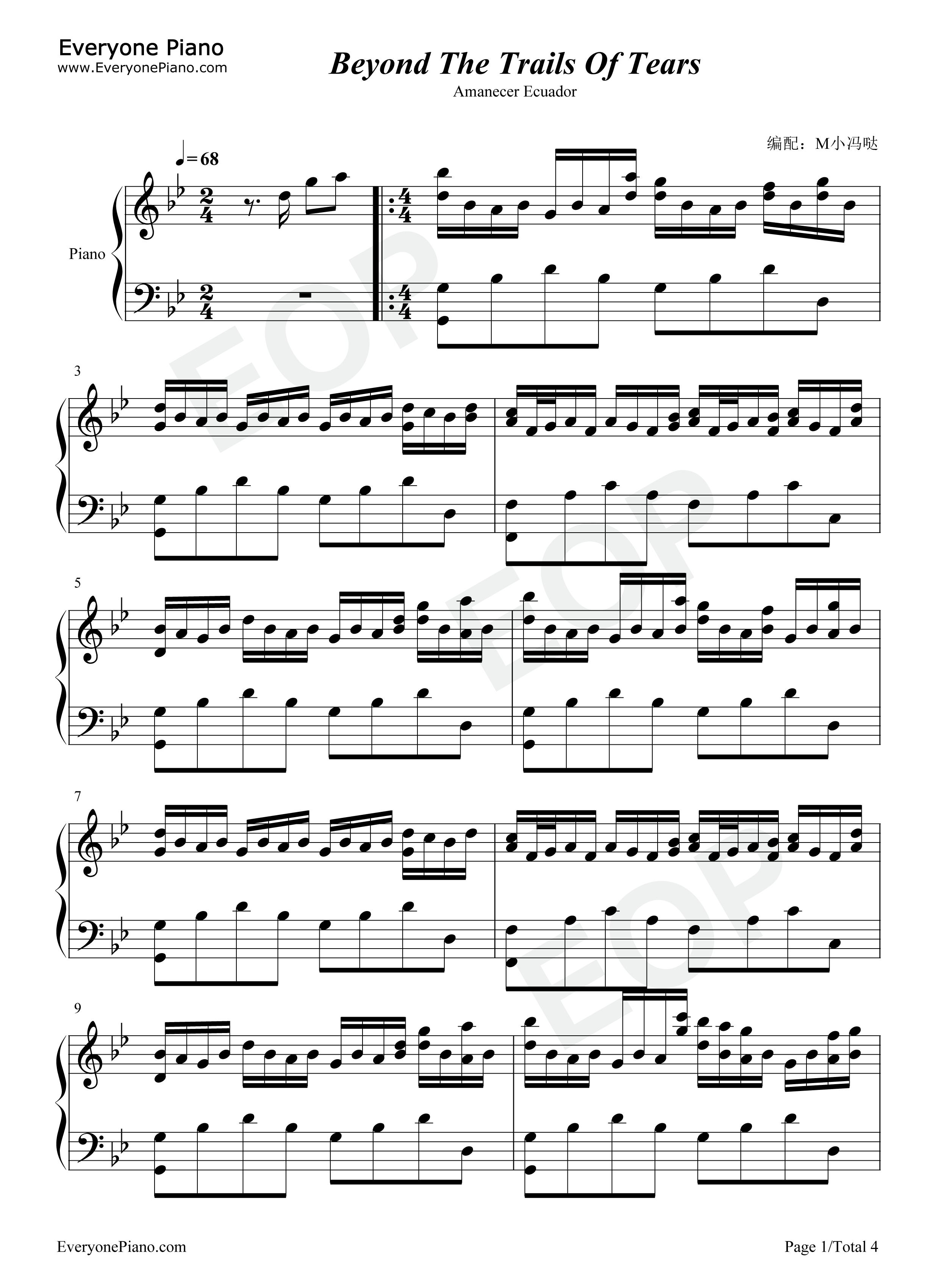 Beyond_The_Trails_Of_Tears钢琴谱_Amanecer_Ecuador