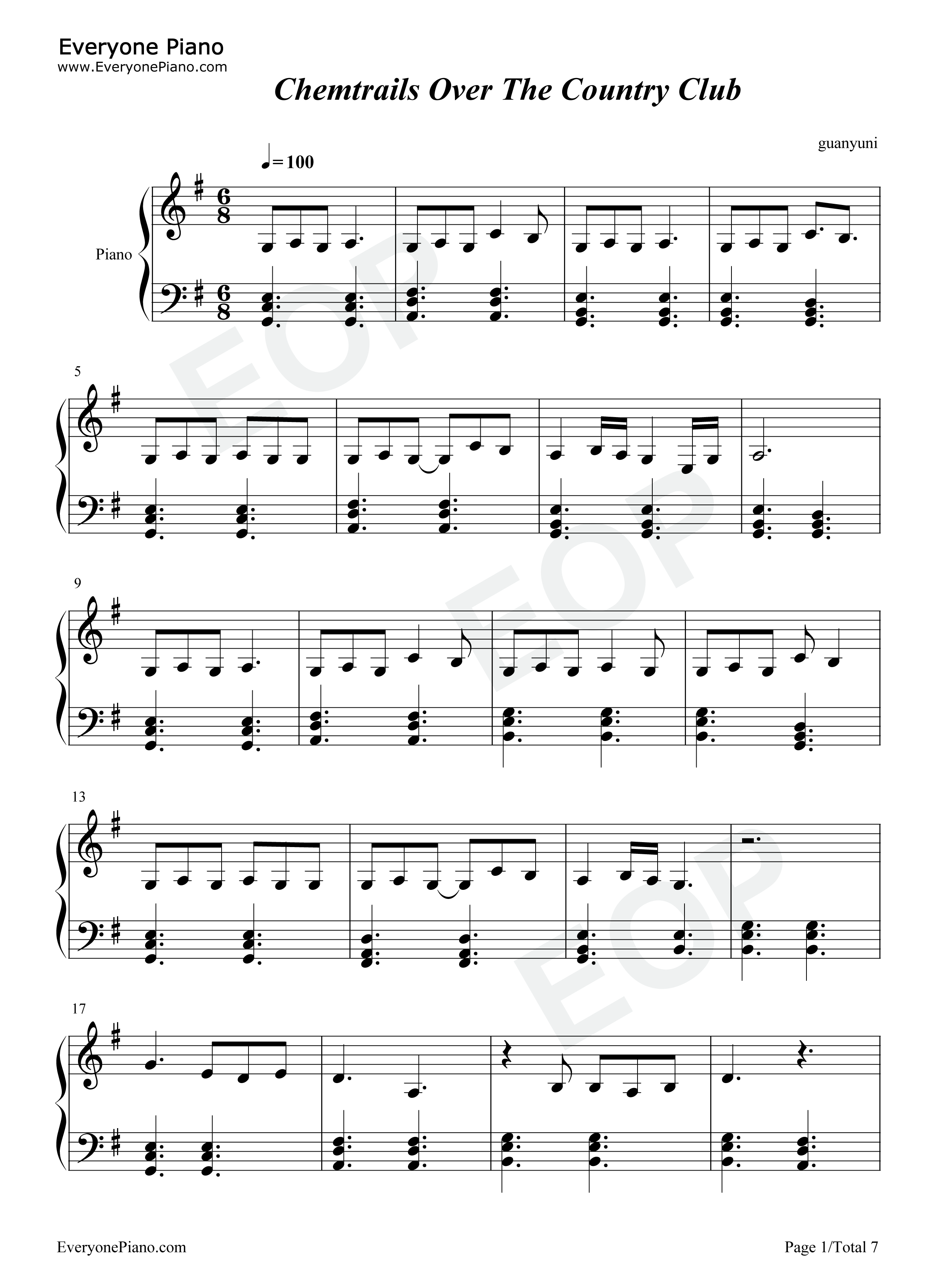 Chemtrails_Over_The_Country_Club钢琴谱_Lana_Del_Rey