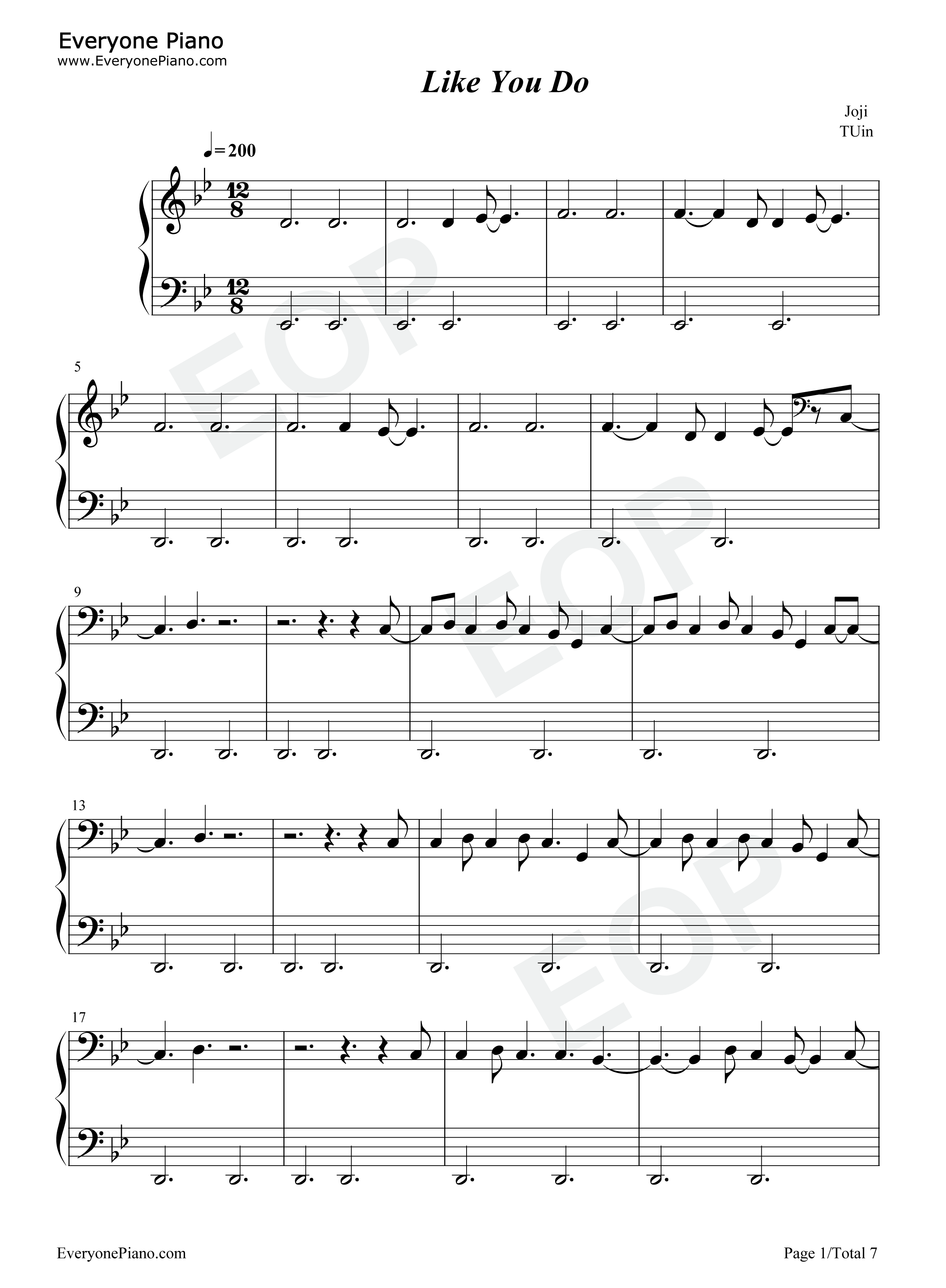 Like_You_Do钢琴谱_Joji