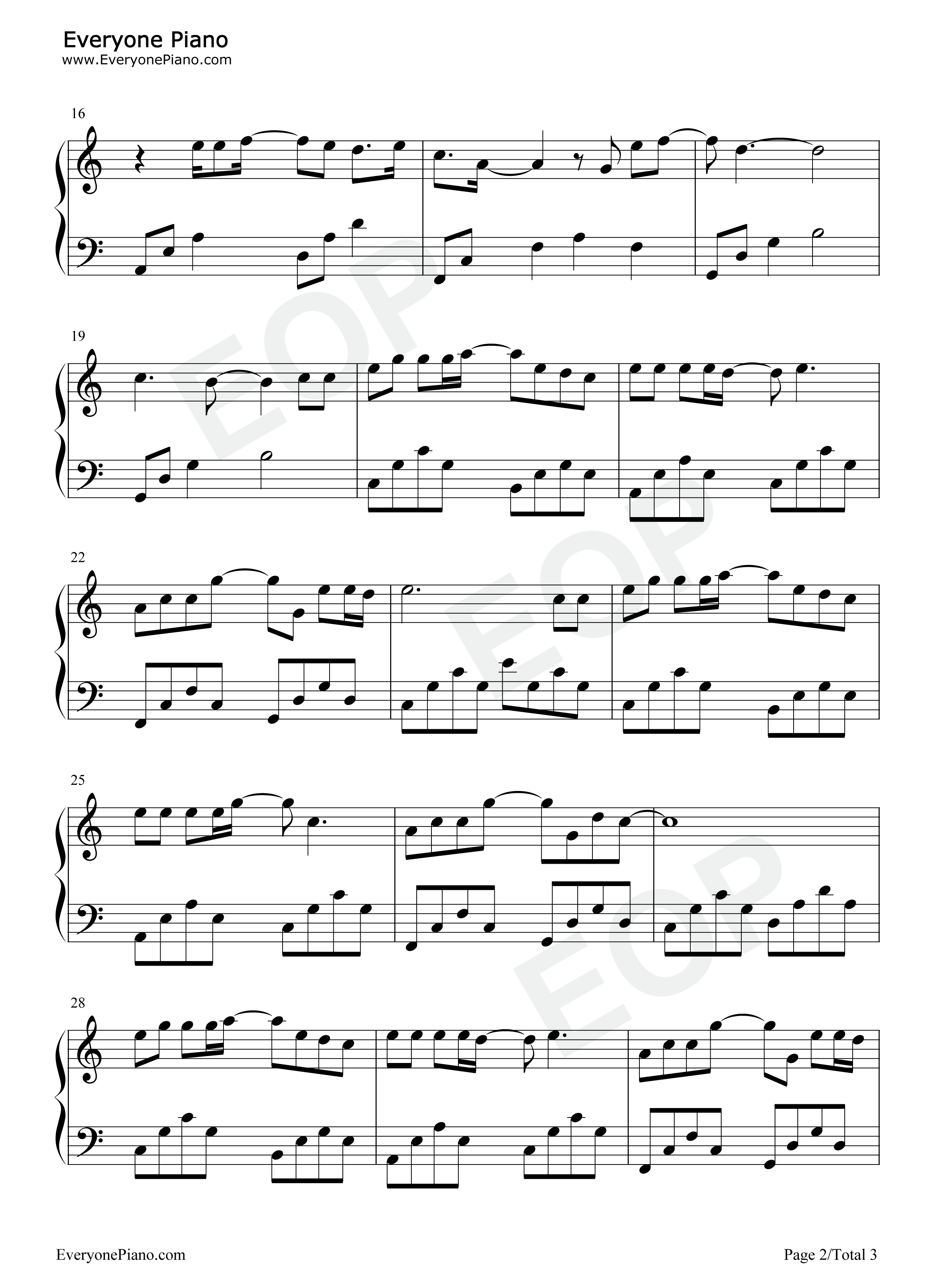 如约而至钢琴谱_许嵩