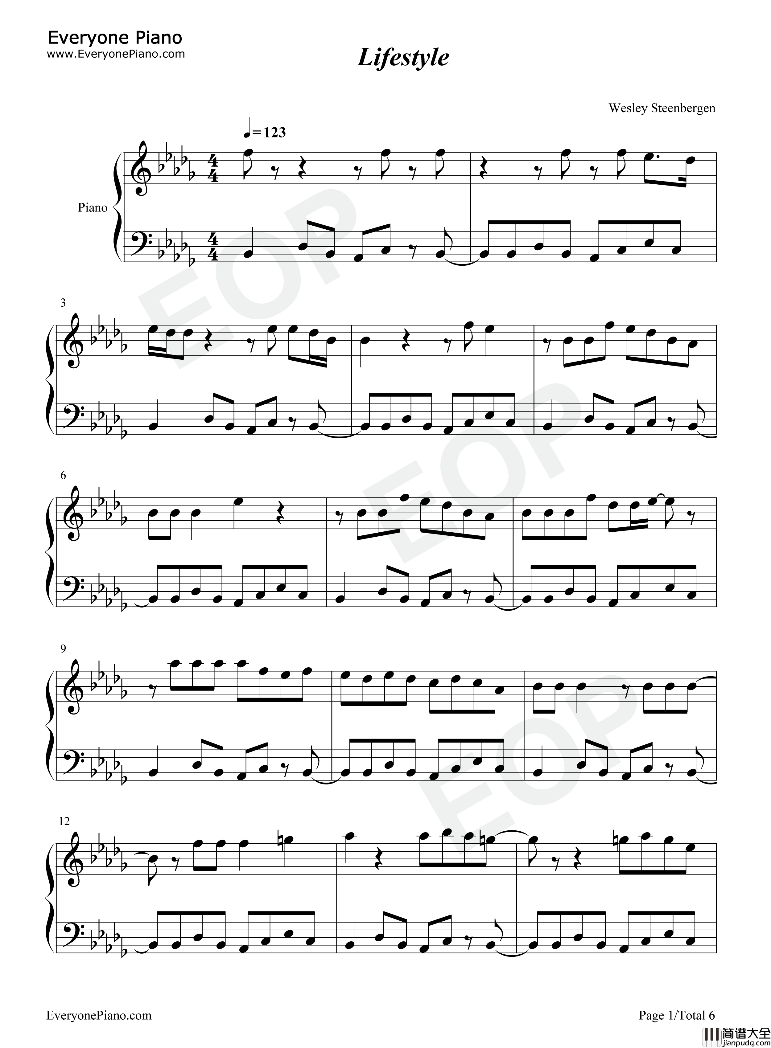 Lifestyle钢琴谱_Jason_Derulo_Adam_Levine