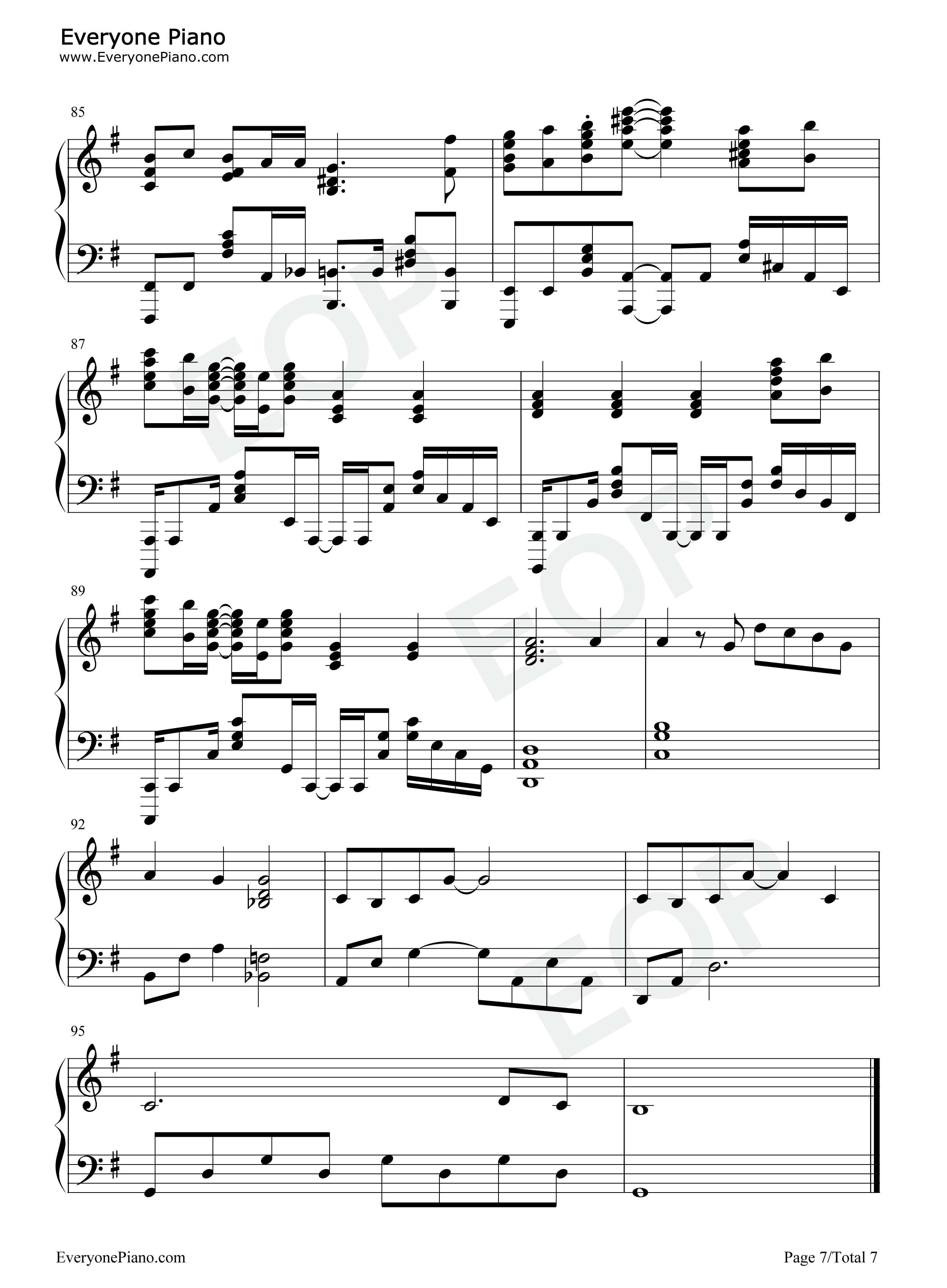 横颜钢琴谱_牧野由依