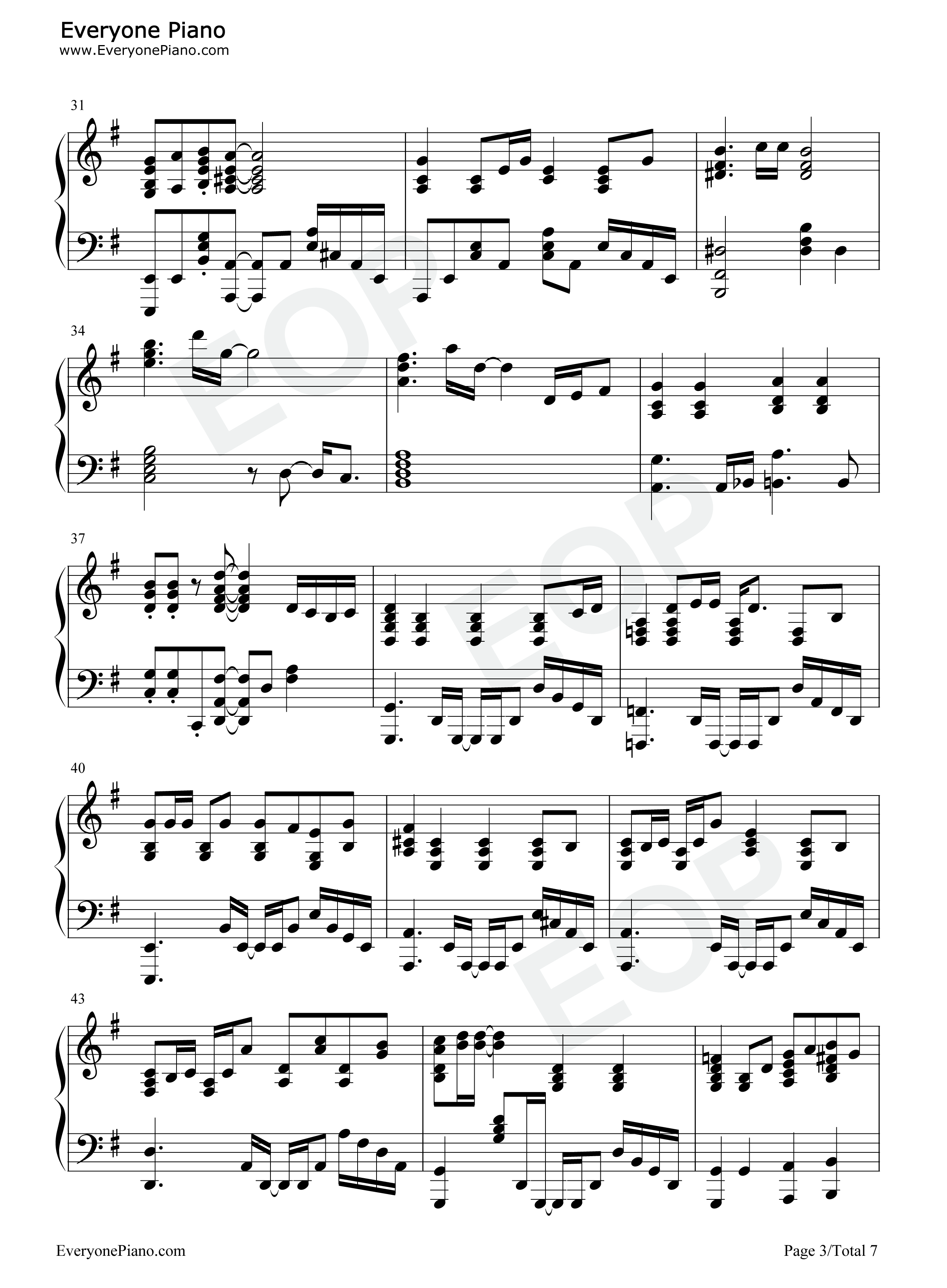 横颜钢琴谱_牧野由依