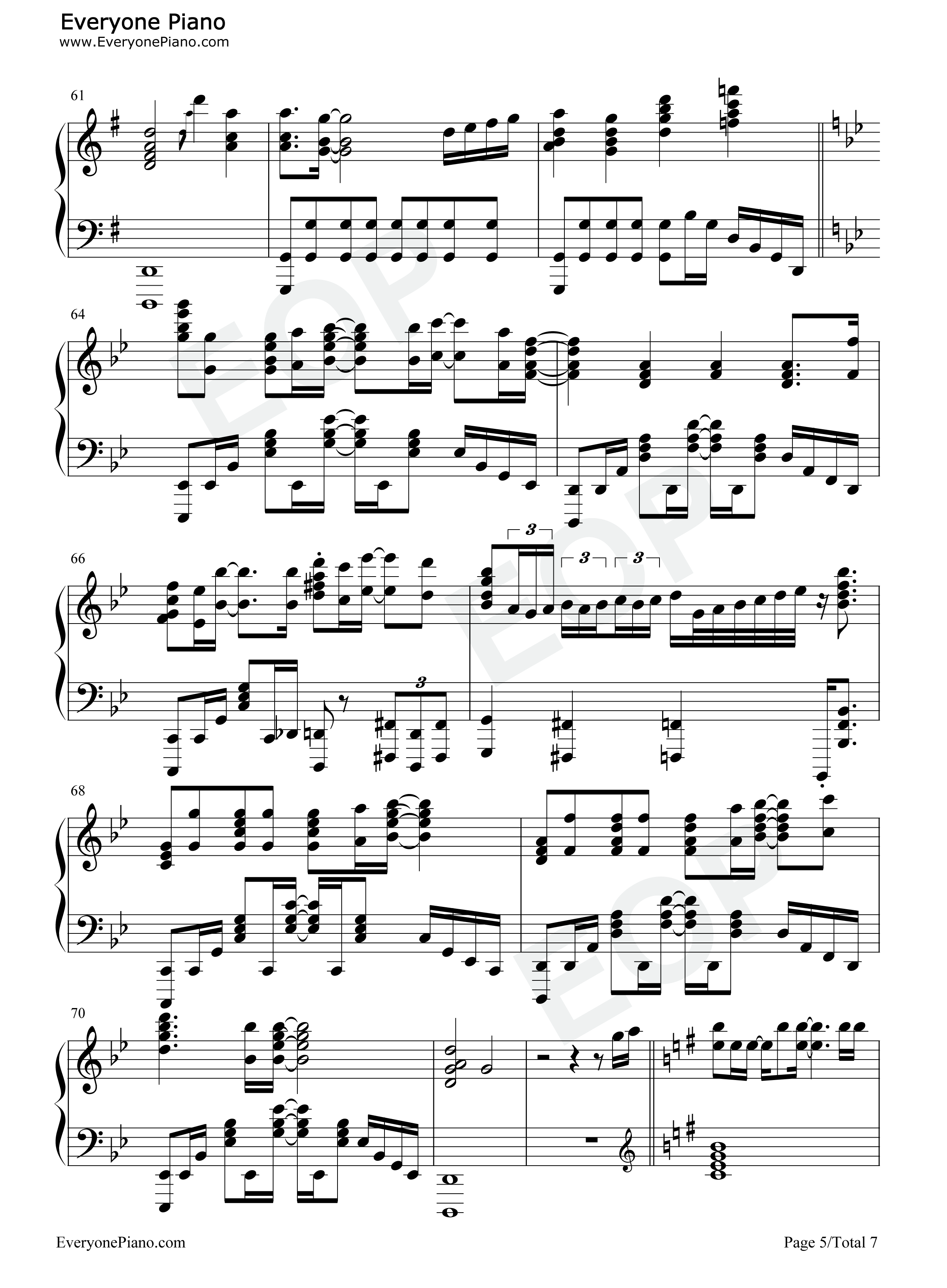 横颜钢琴谱_牧野由依