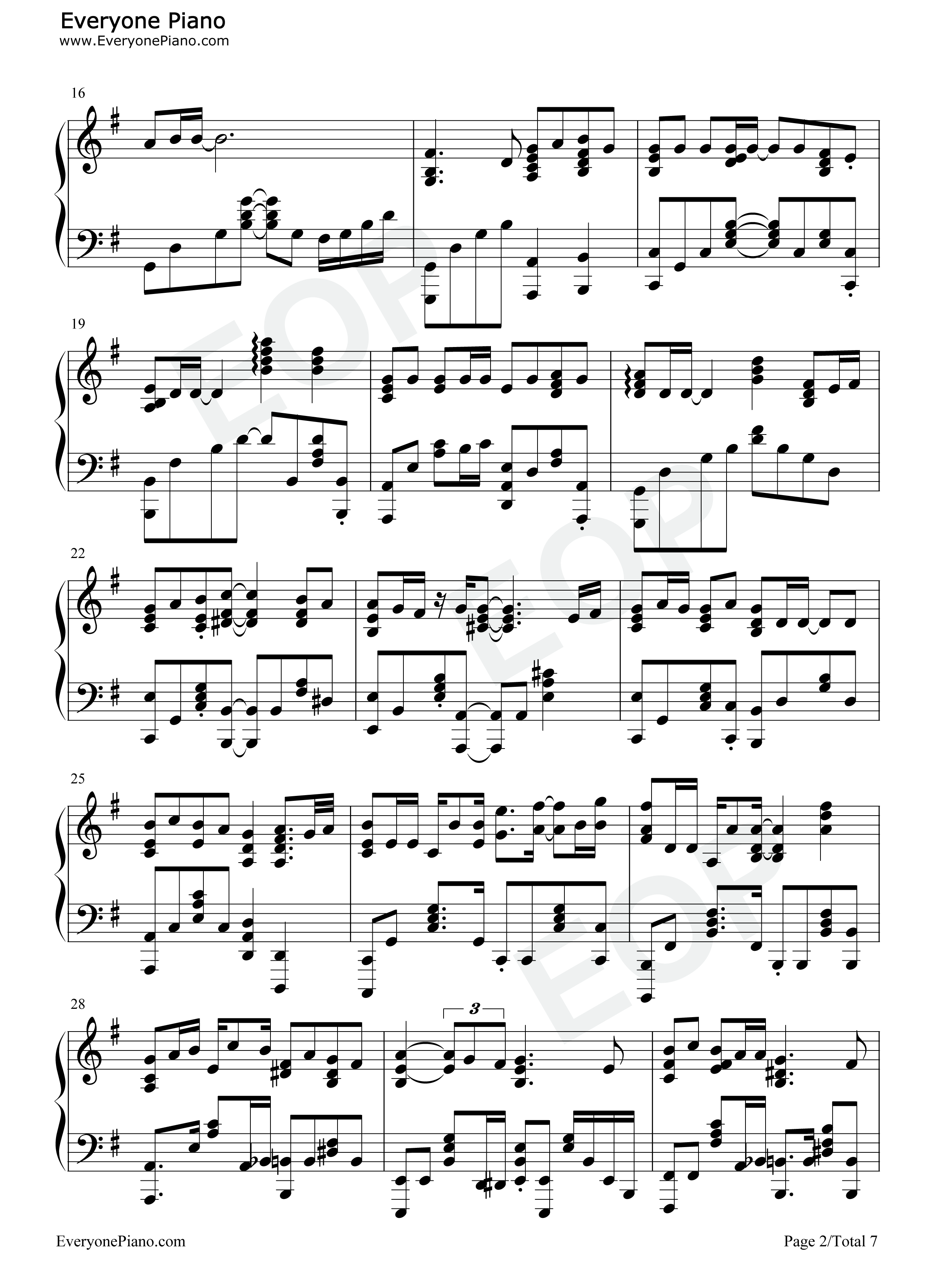 横颜钢琴谱_牧野由依