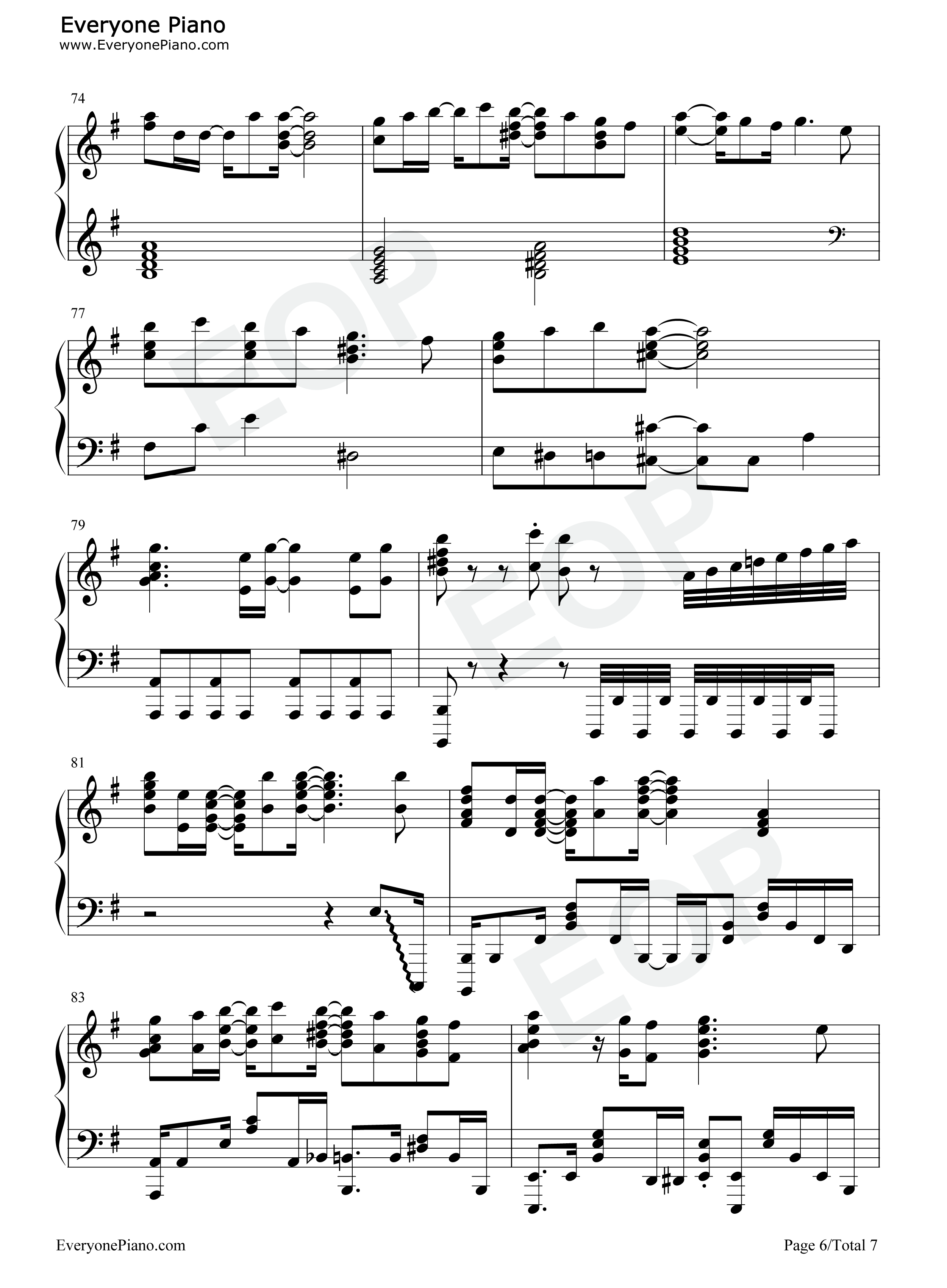 横颜钢琴谱_牧野由依