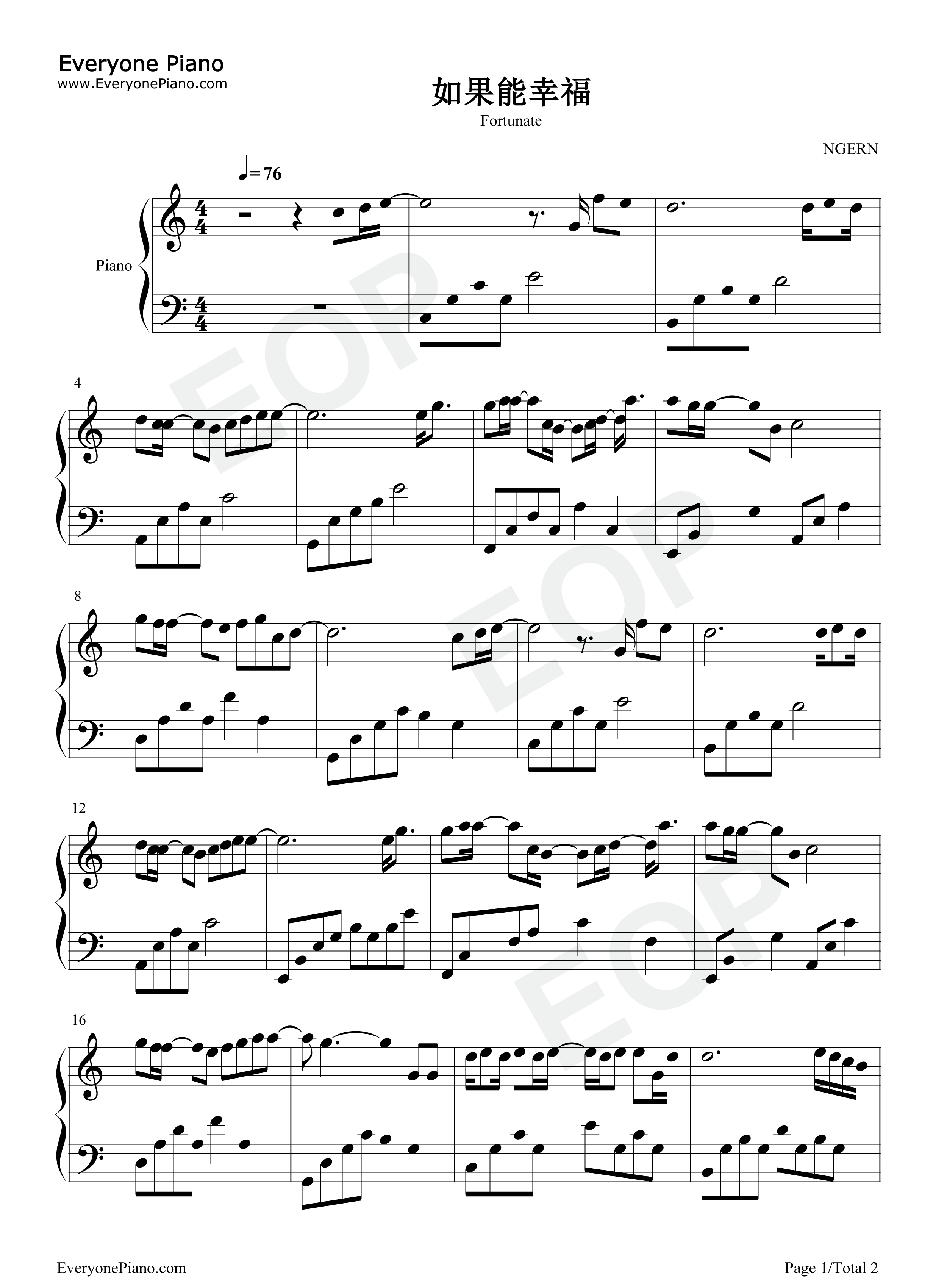 如果能幸福钢琴谱_周兴哲