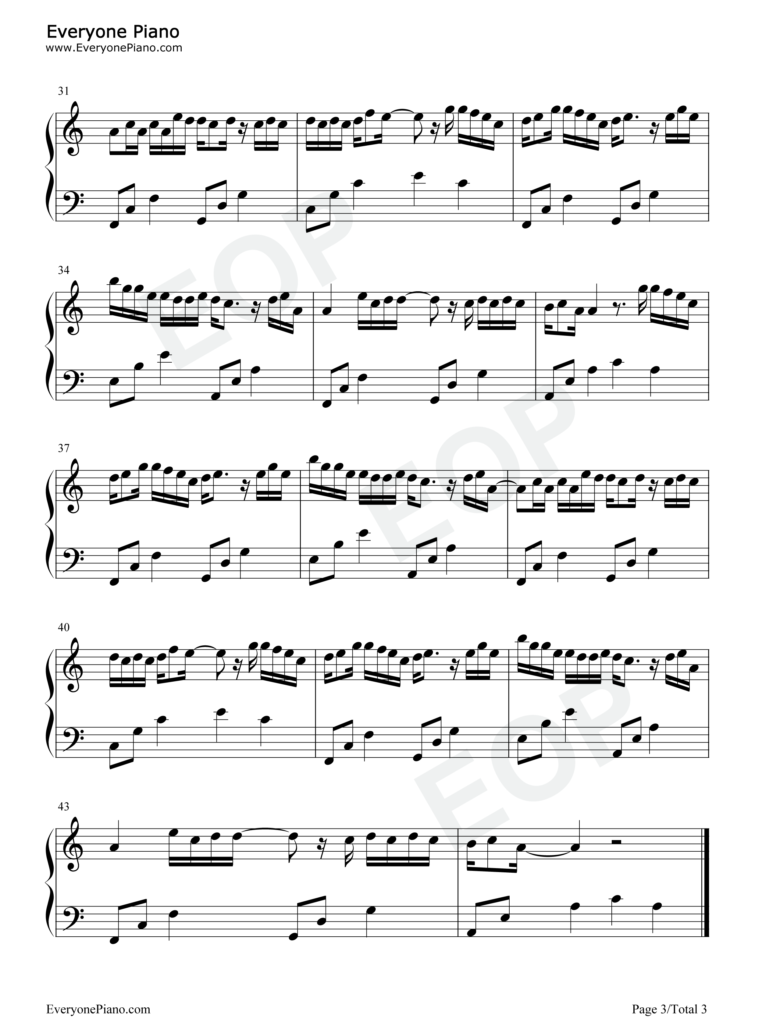 三号线钢琴谱_刘大壮