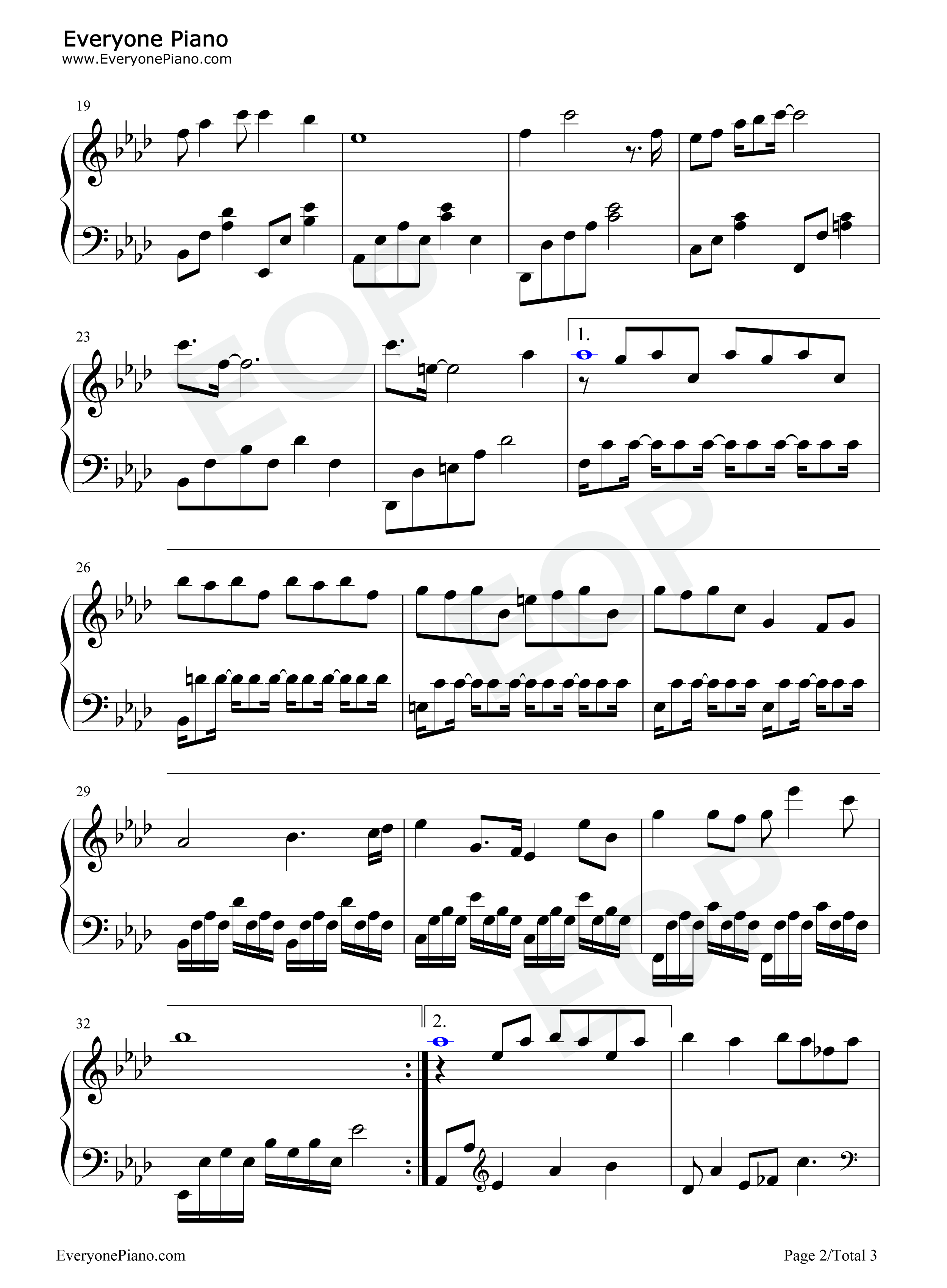 一心一念钢琴谱_欧阳娜娜