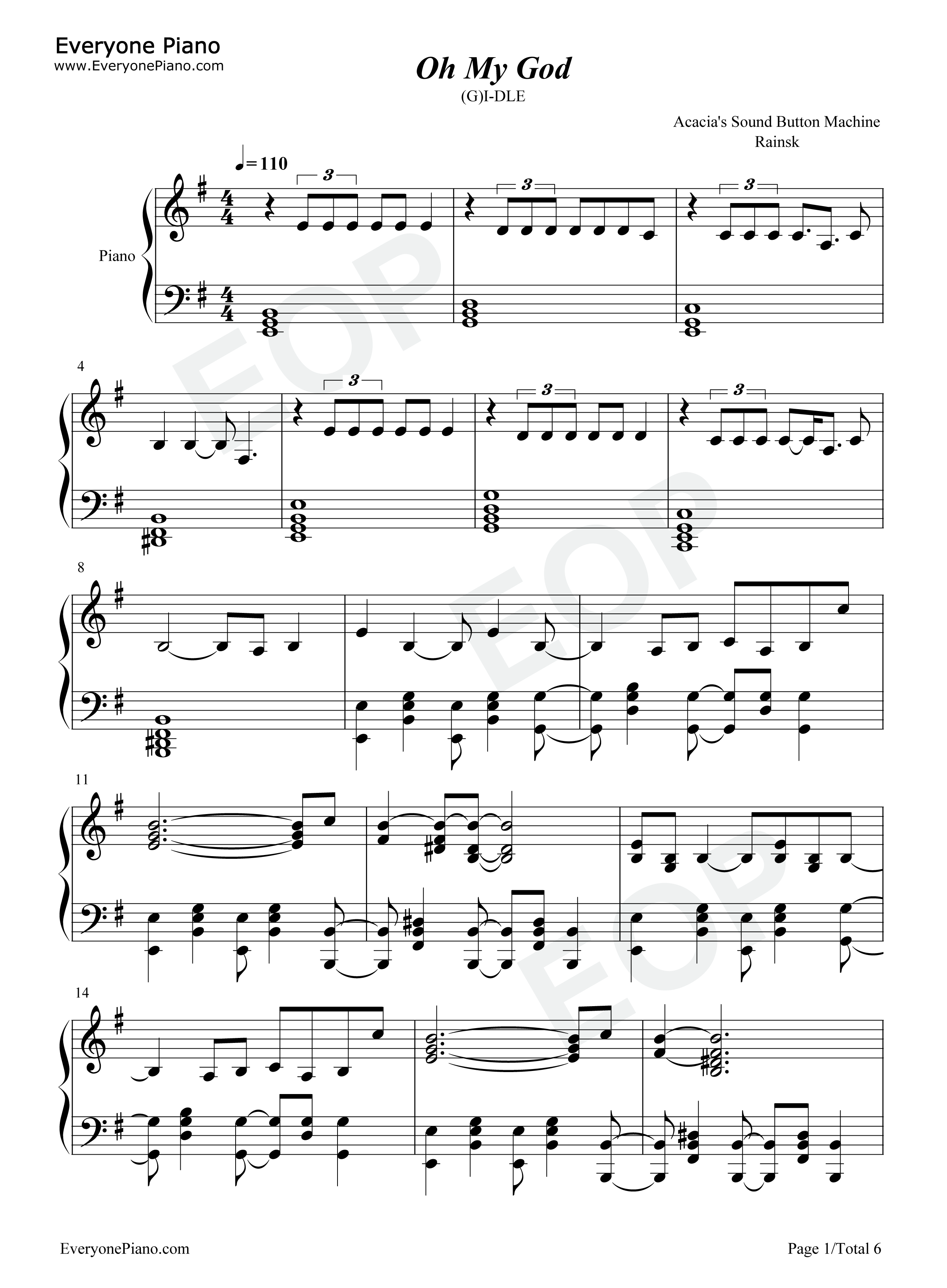 Oh_My_God钢琴谱_(G)I_dle