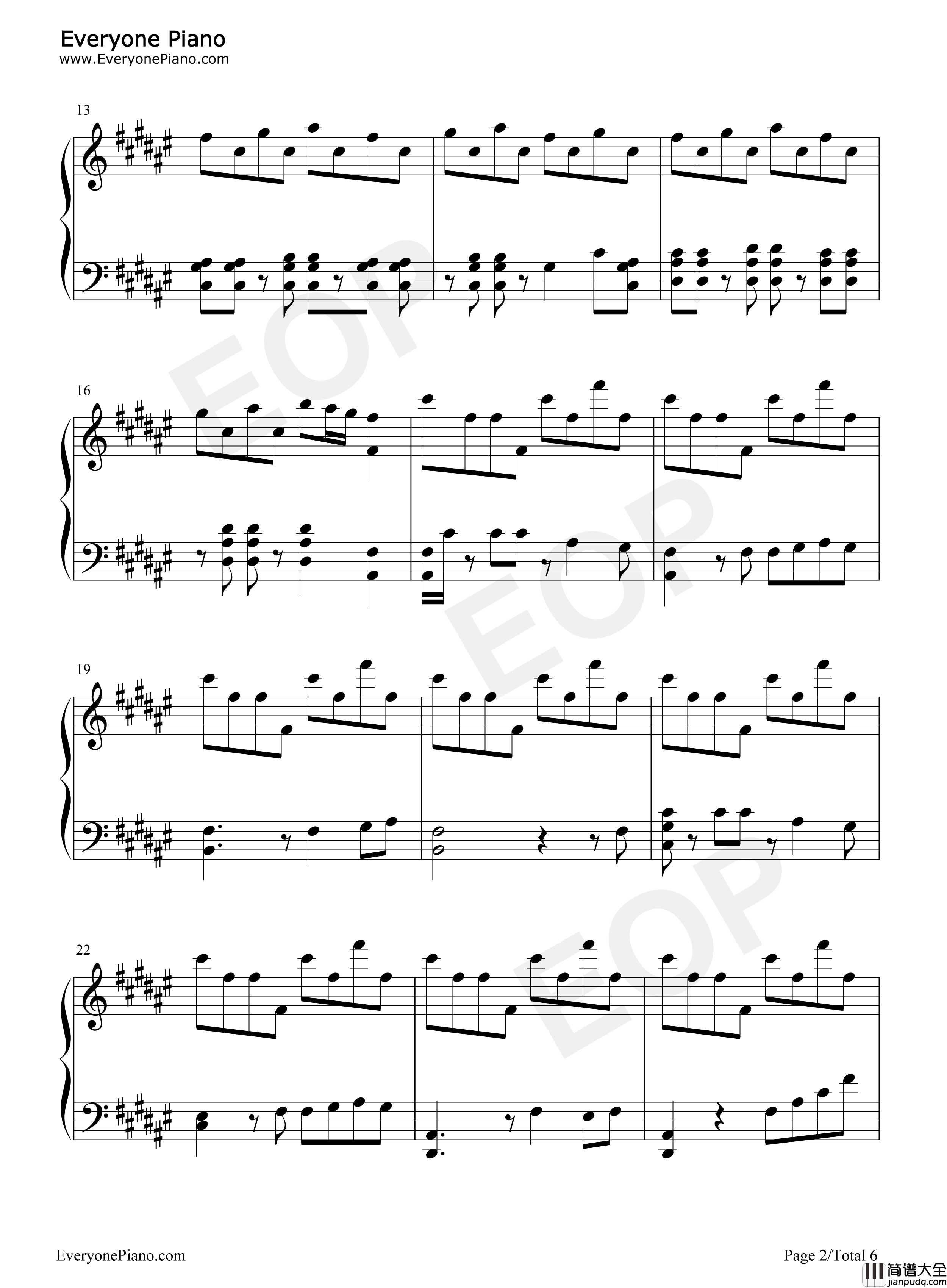 バケモノと呼ばれて钢琴谱_藤川千爱