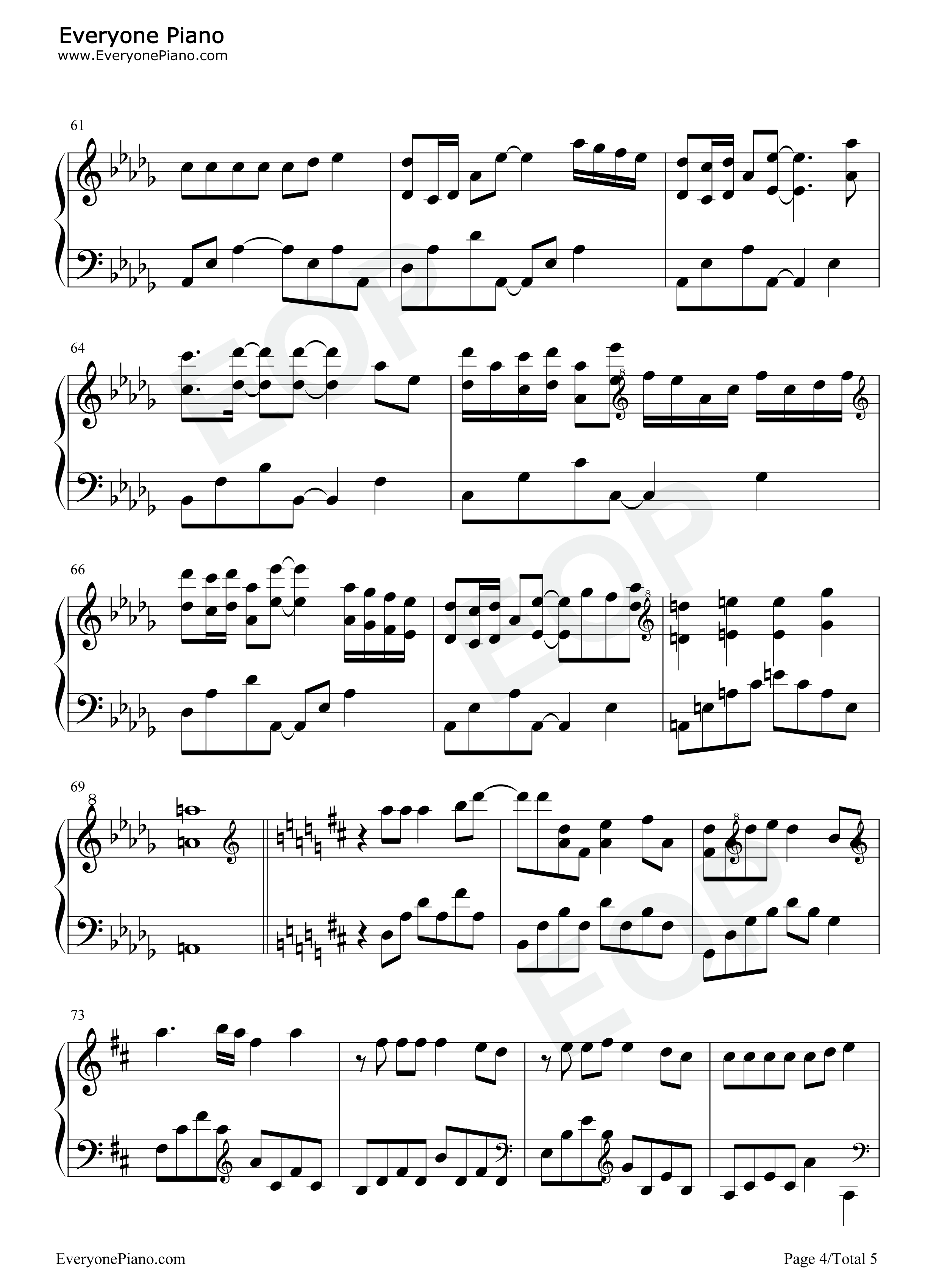 花心钢琴谱_张碧晨