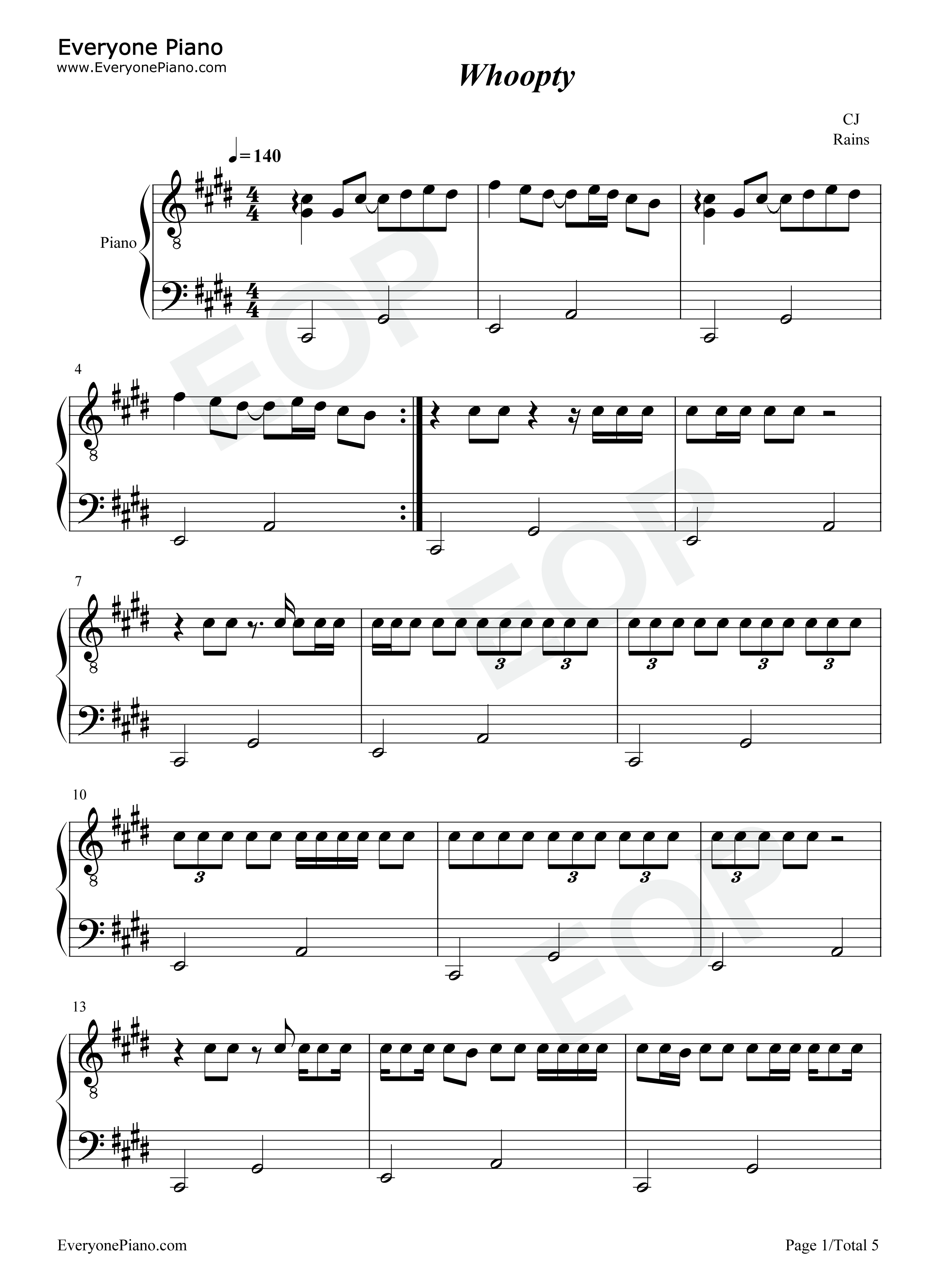 Whoopty钢琴谱_CJ