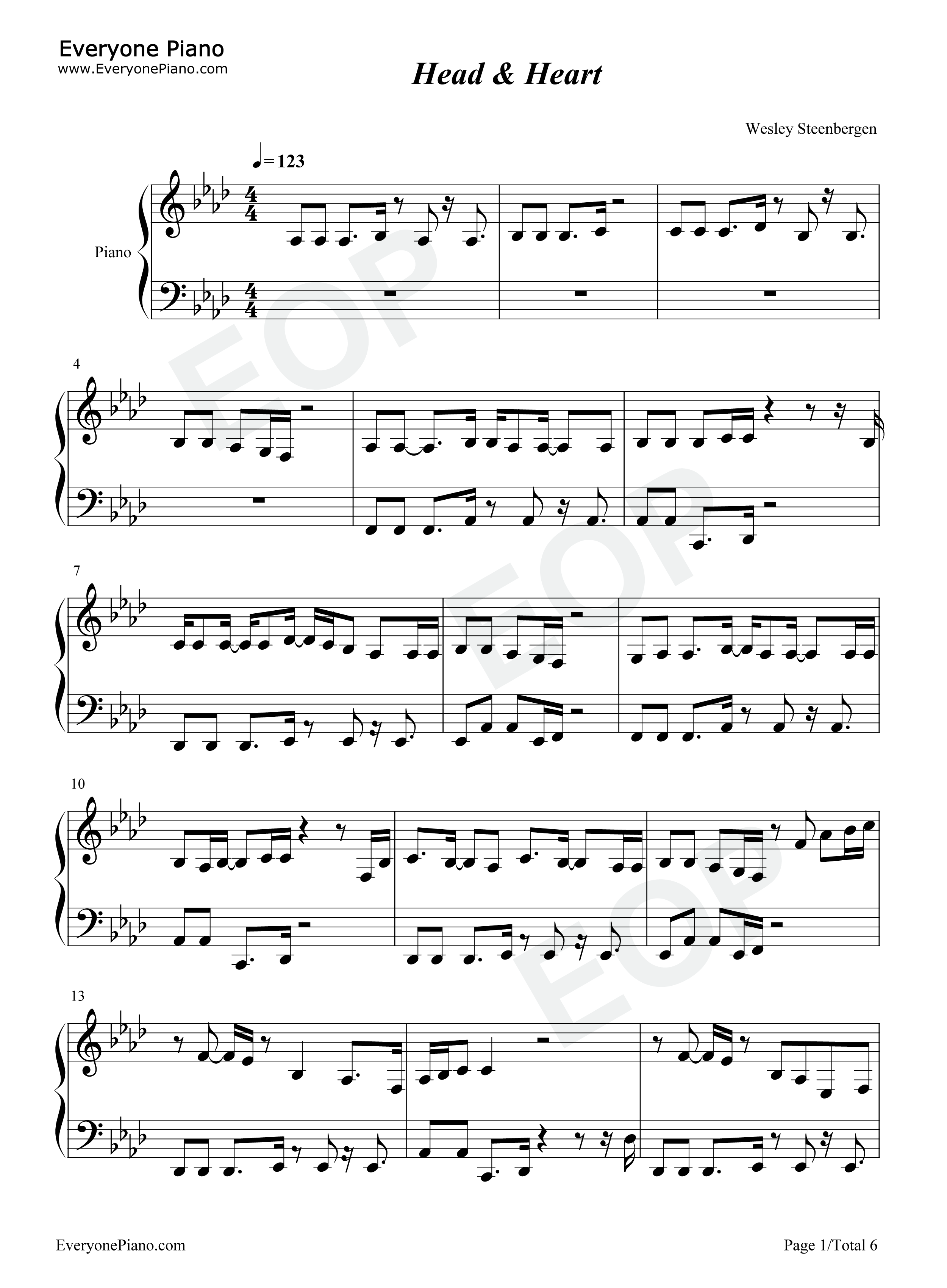 Head_Heart钢琴谱_Joel_Corry_MNEK