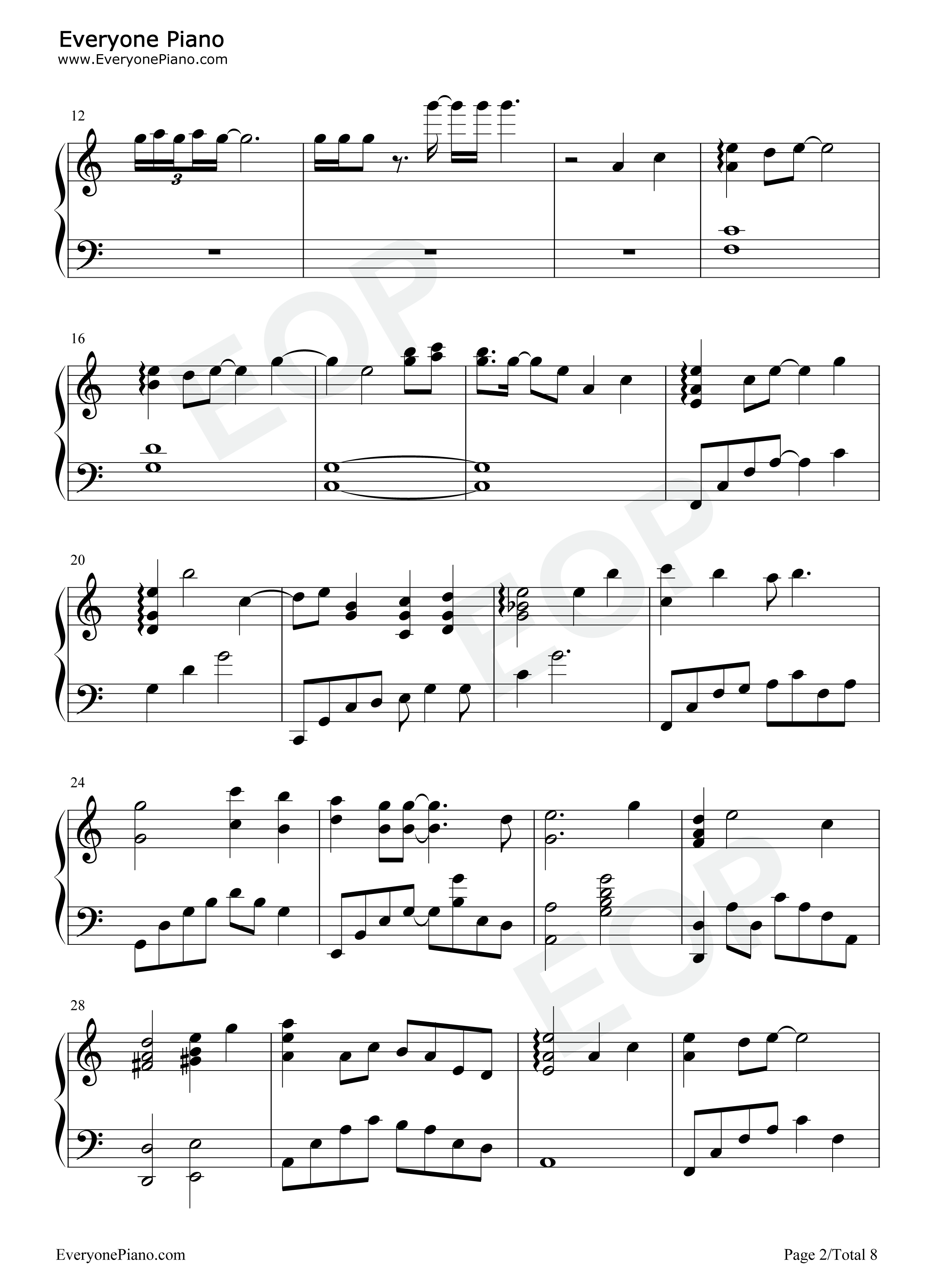 怜城辞钢琴谱_鹿晗