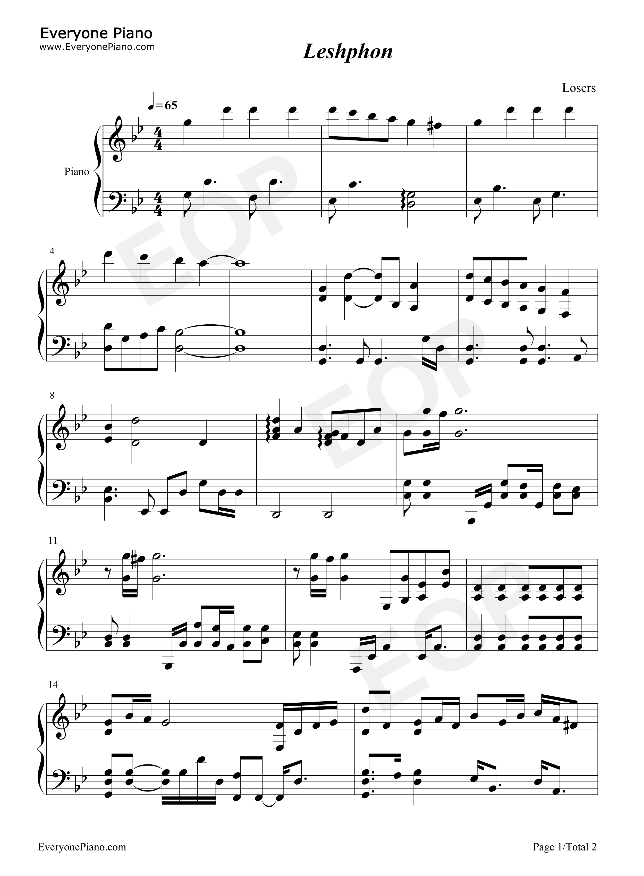 Leshphon钢琴谱_DNF