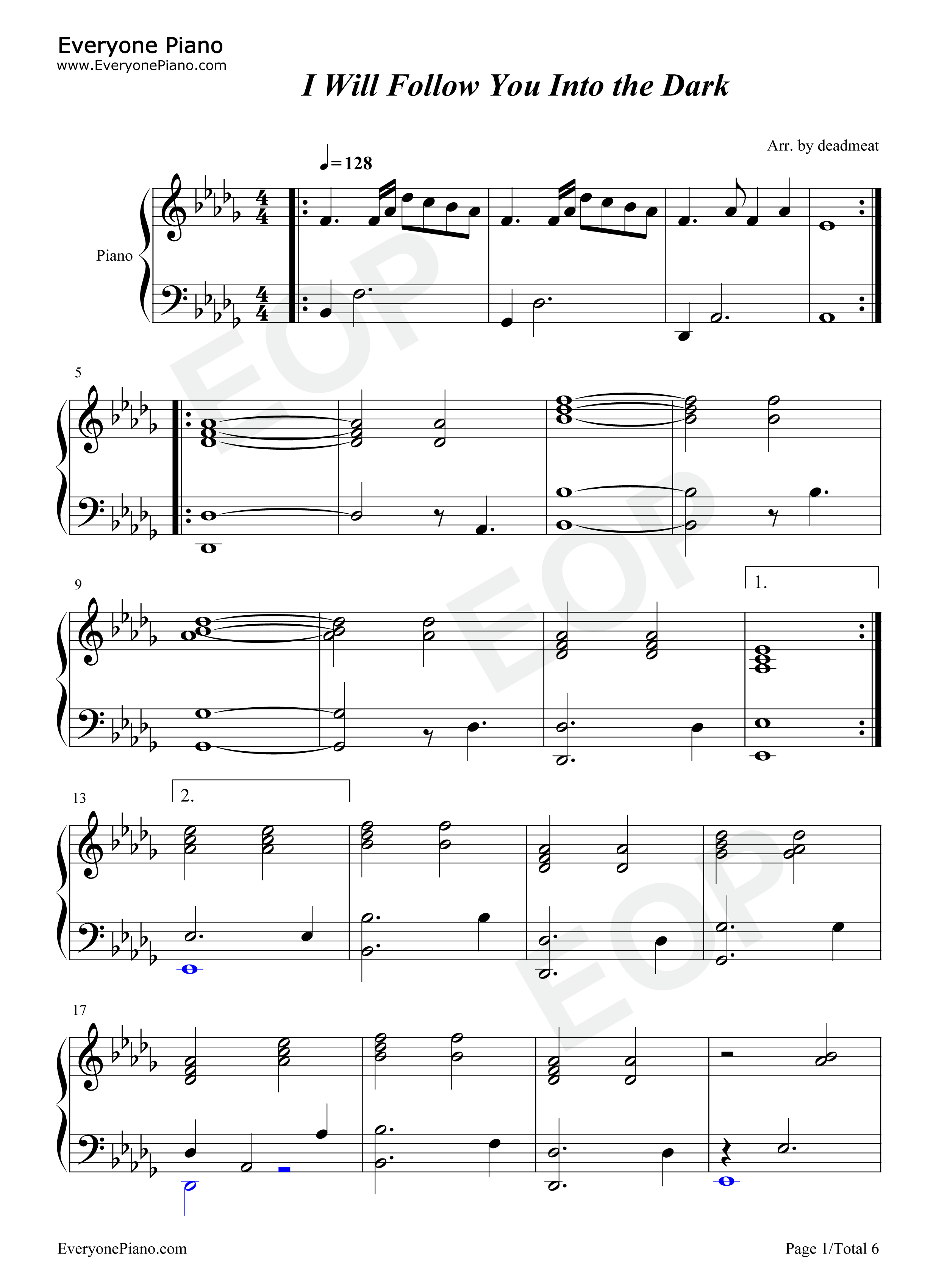 I_Will_Follow_You_Into_the_Dark钢琴谱_Yungblud_Halsey