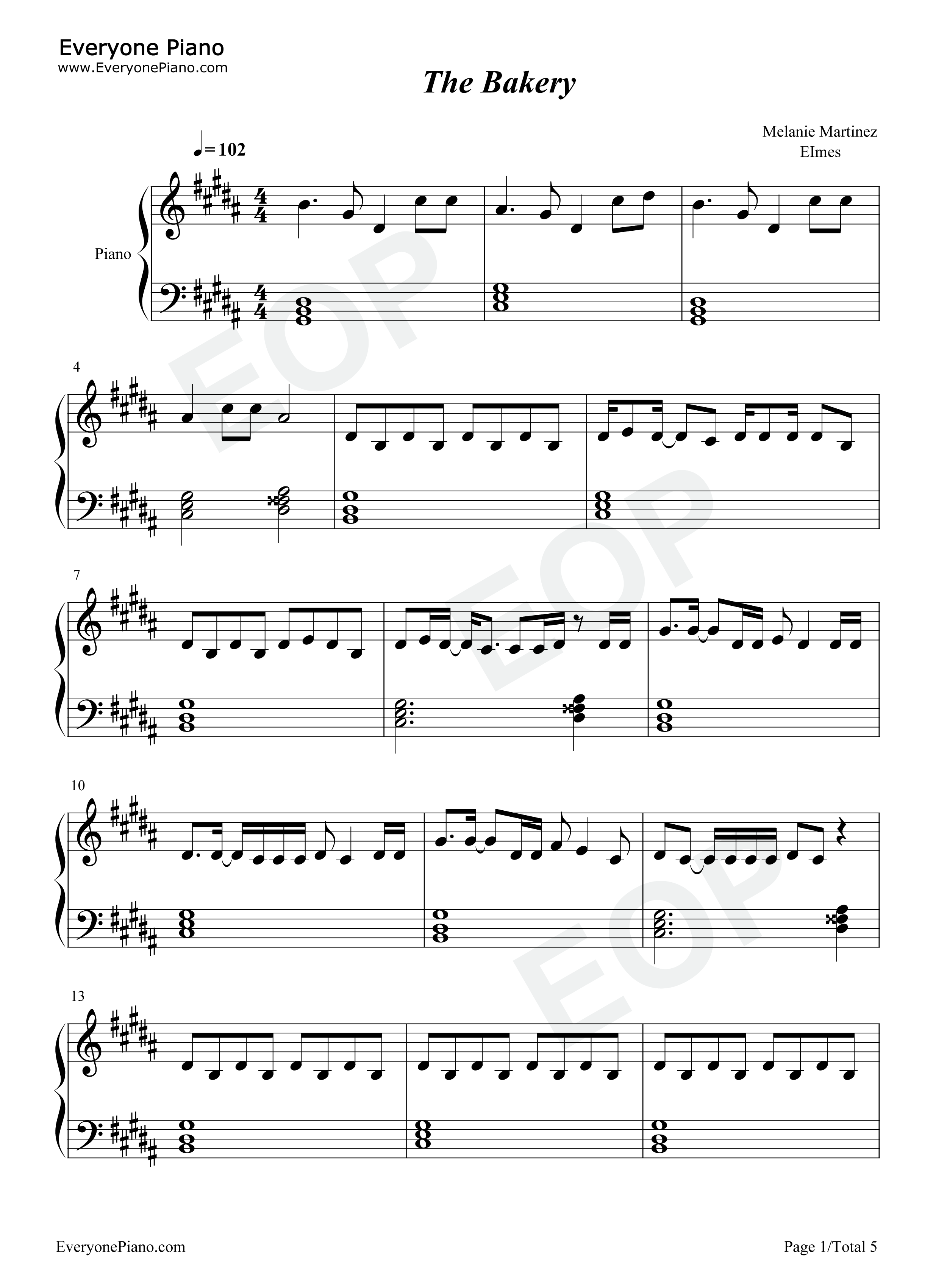 The_Bakery钢琴谱_Melanie_Martinez