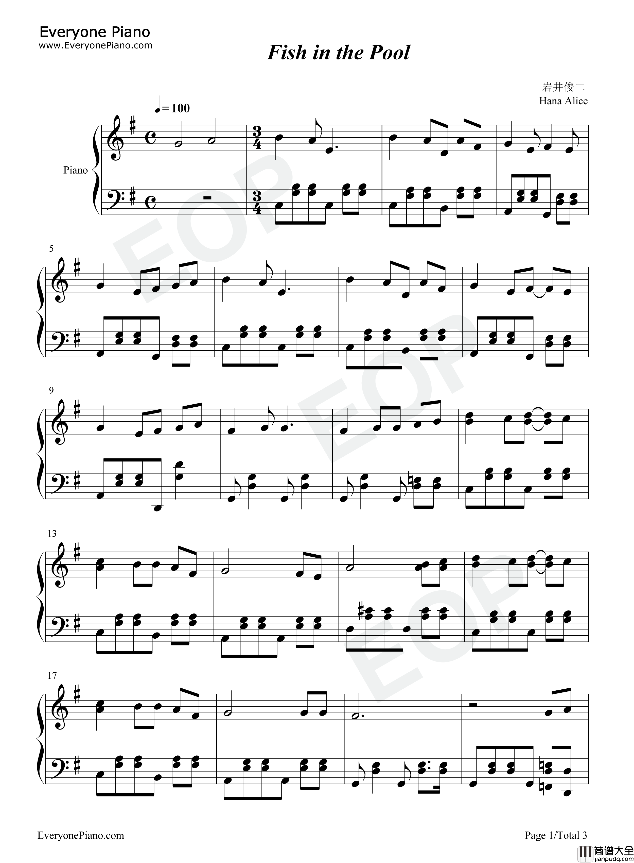 Fish_in_the_Pool钢琴谱_岩井俊二