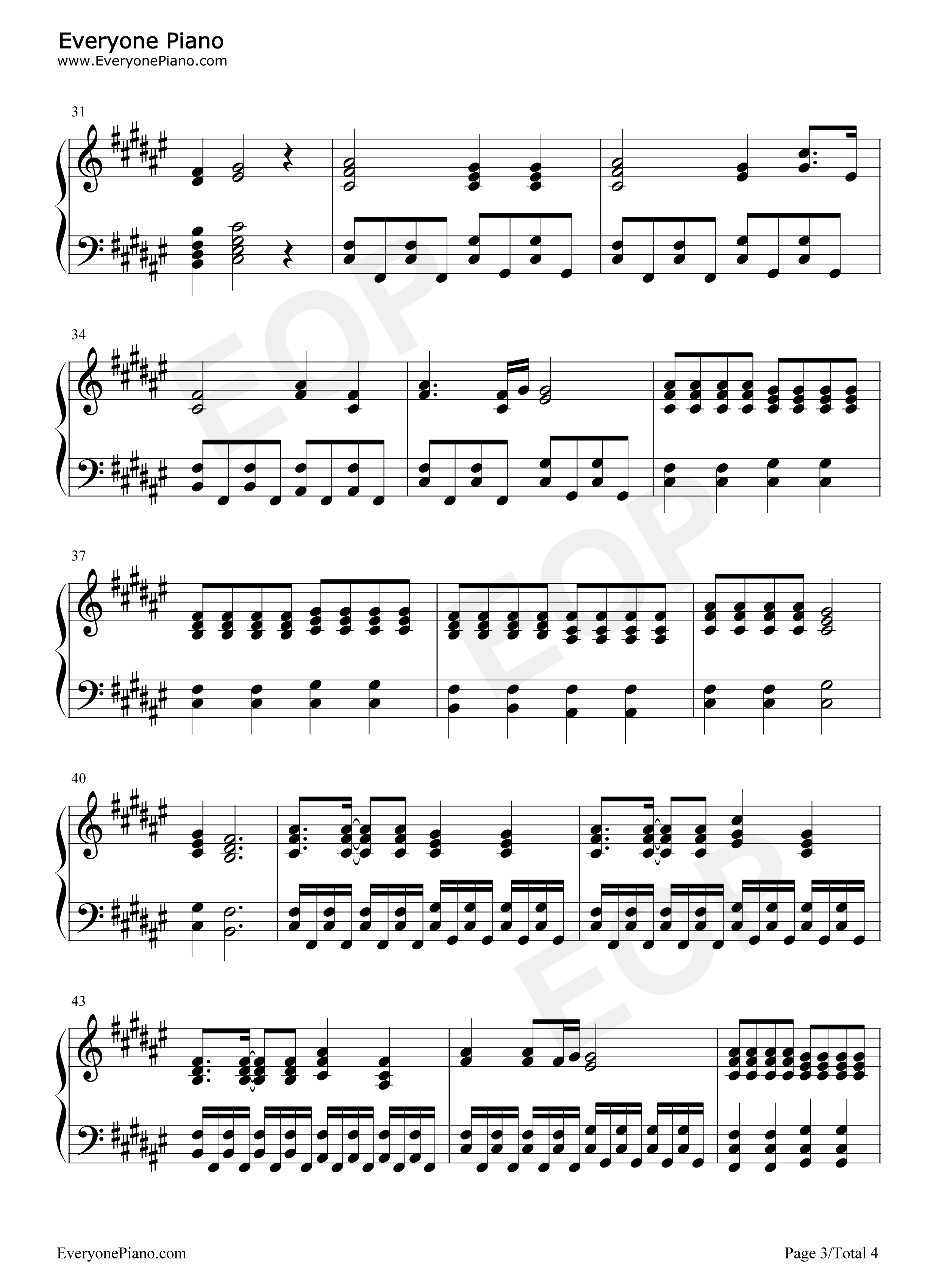 岁月神偷合唱版钢琴谱_汪苏泷_刘乐瑶